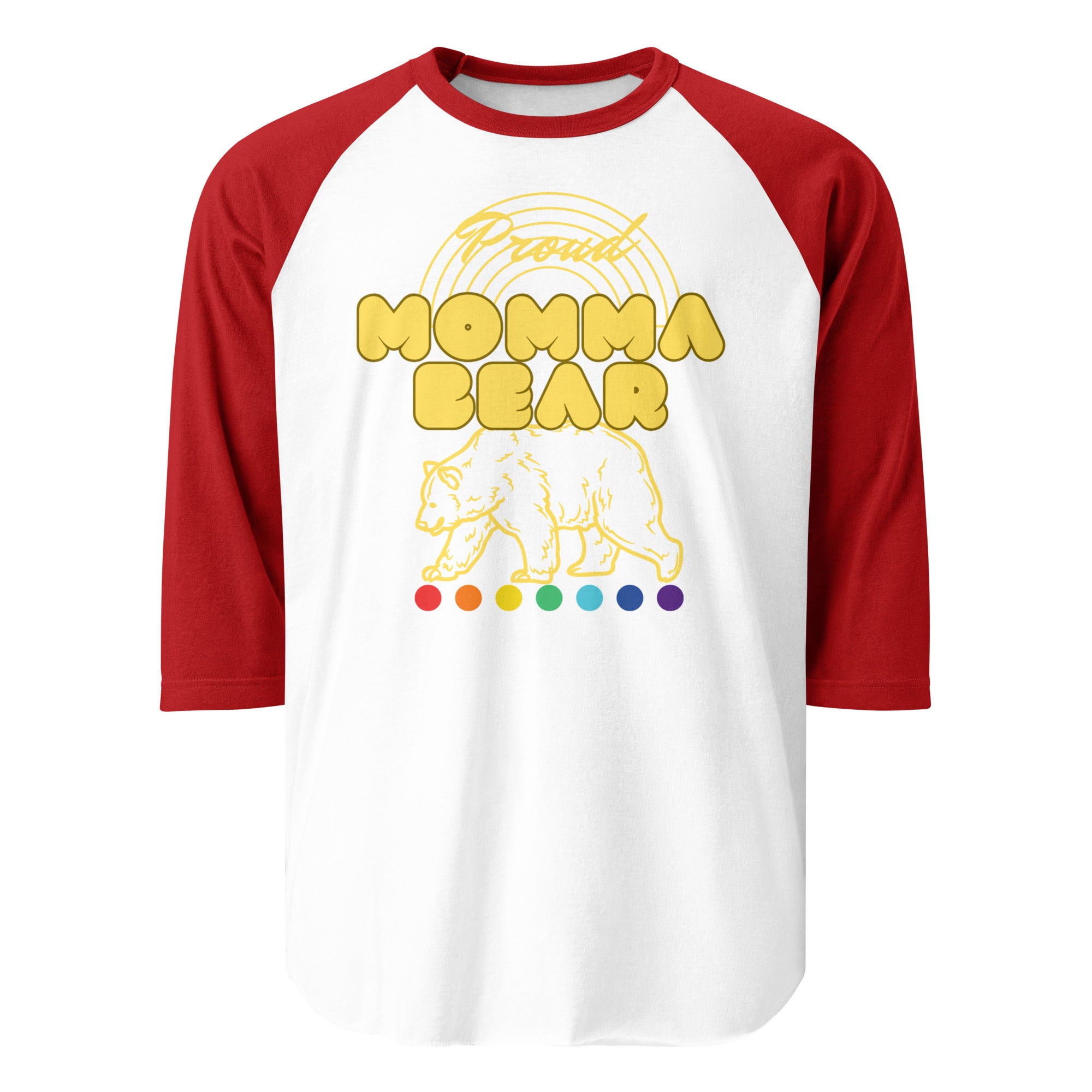 Free Mom Hugs raglan baseball tee, view 3 — Rose Gold Co