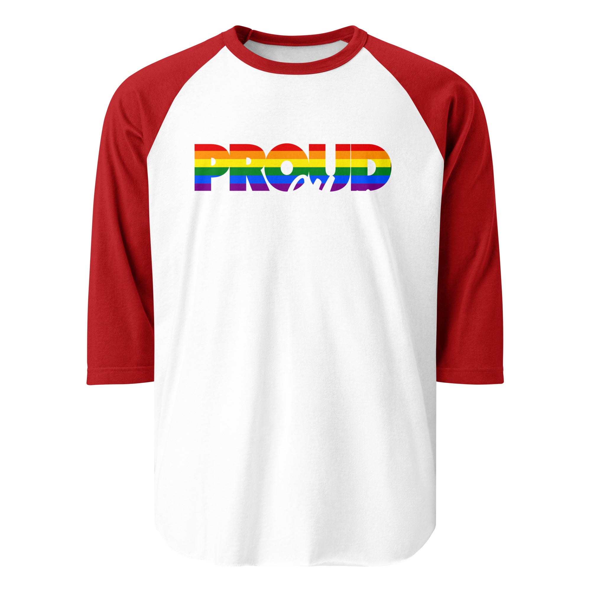 Proud Mom rainbow raglan baseball tee, view 8 — Rose Gold Co