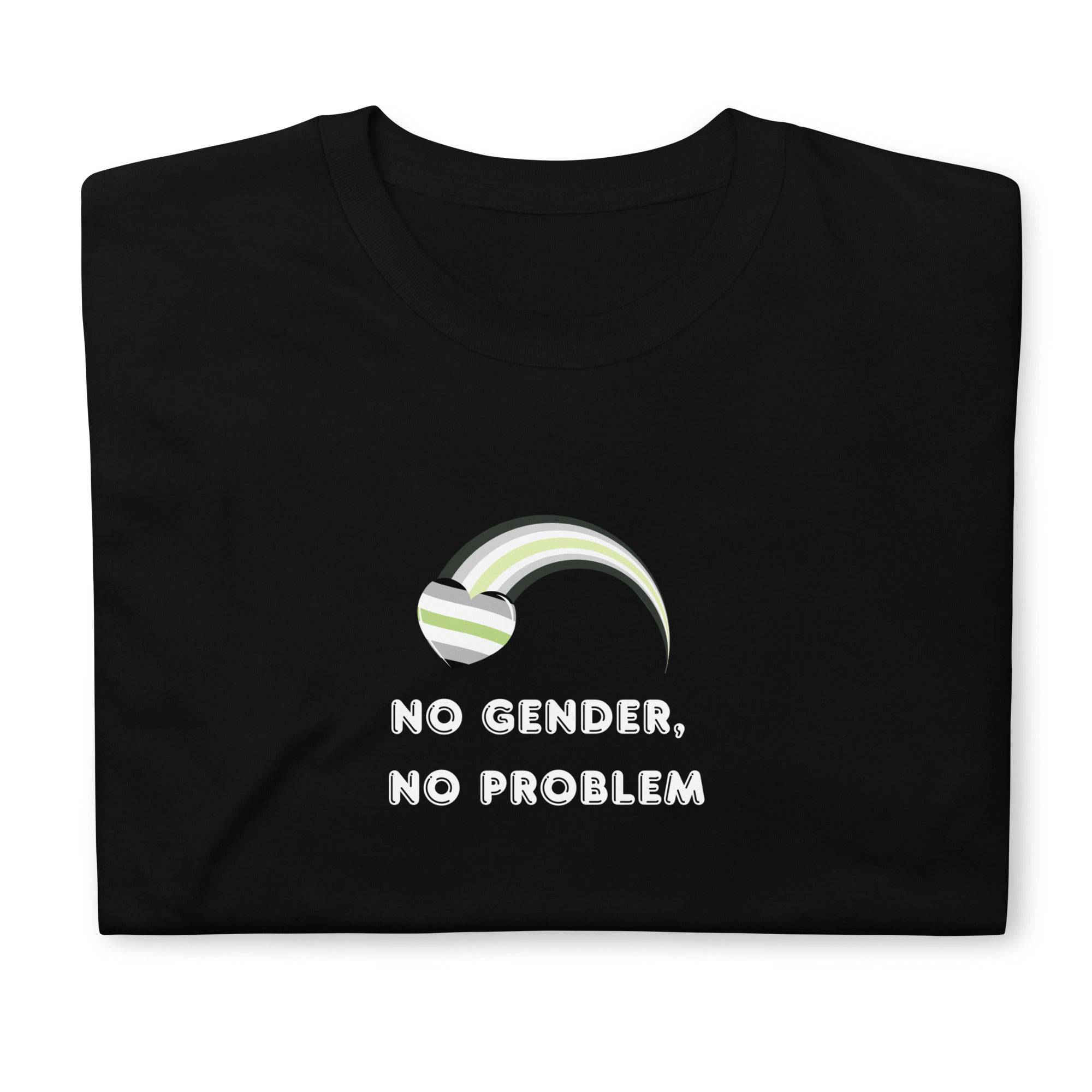 No Gender No Problem agender tee, front view — Rose Gold Co