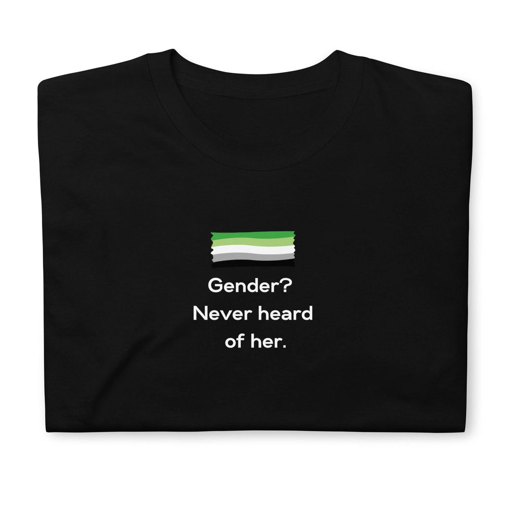Gender Never Heard of Her agender tee, view 2 — Rose Gold Co