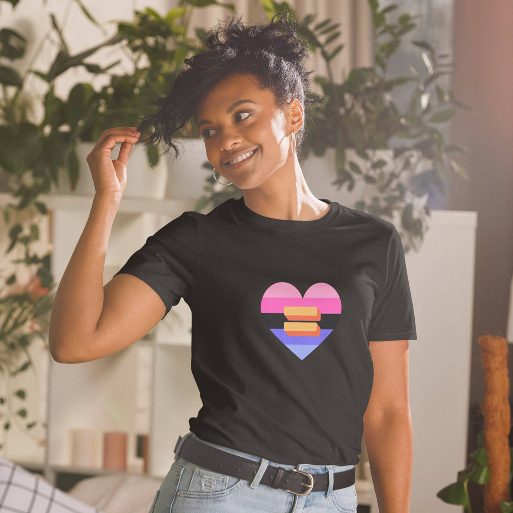 Omni heart pride tee, front view — Rose Gold Co