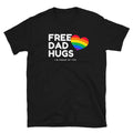 Free Dad Hugs rainbow ally t-shirt, front view — Rose Gold Co