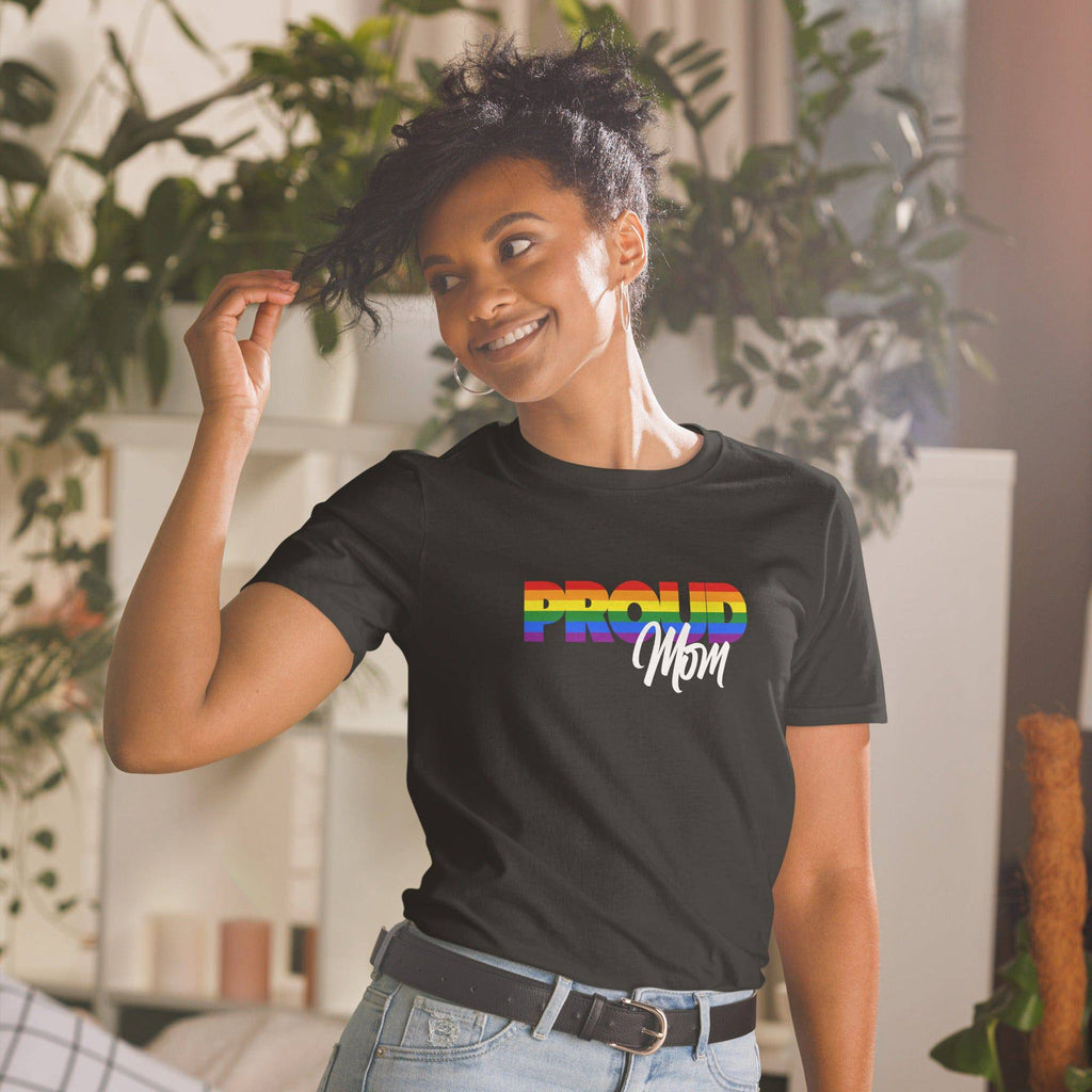 Proud Mom rainbow print ally t-shirt, view 3 — Rose Gold Co