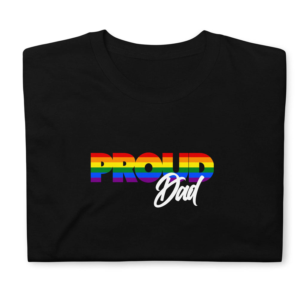 Proud Dad rainbow pride t-shirt, front view — Rose Gold Co