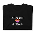 Kissing Girls and I Like It lesbian t-shirt, front view — Rose Gold Co