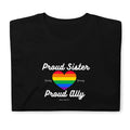 Proud Sister ally pride t-shirt, front view — Rose Gold Co