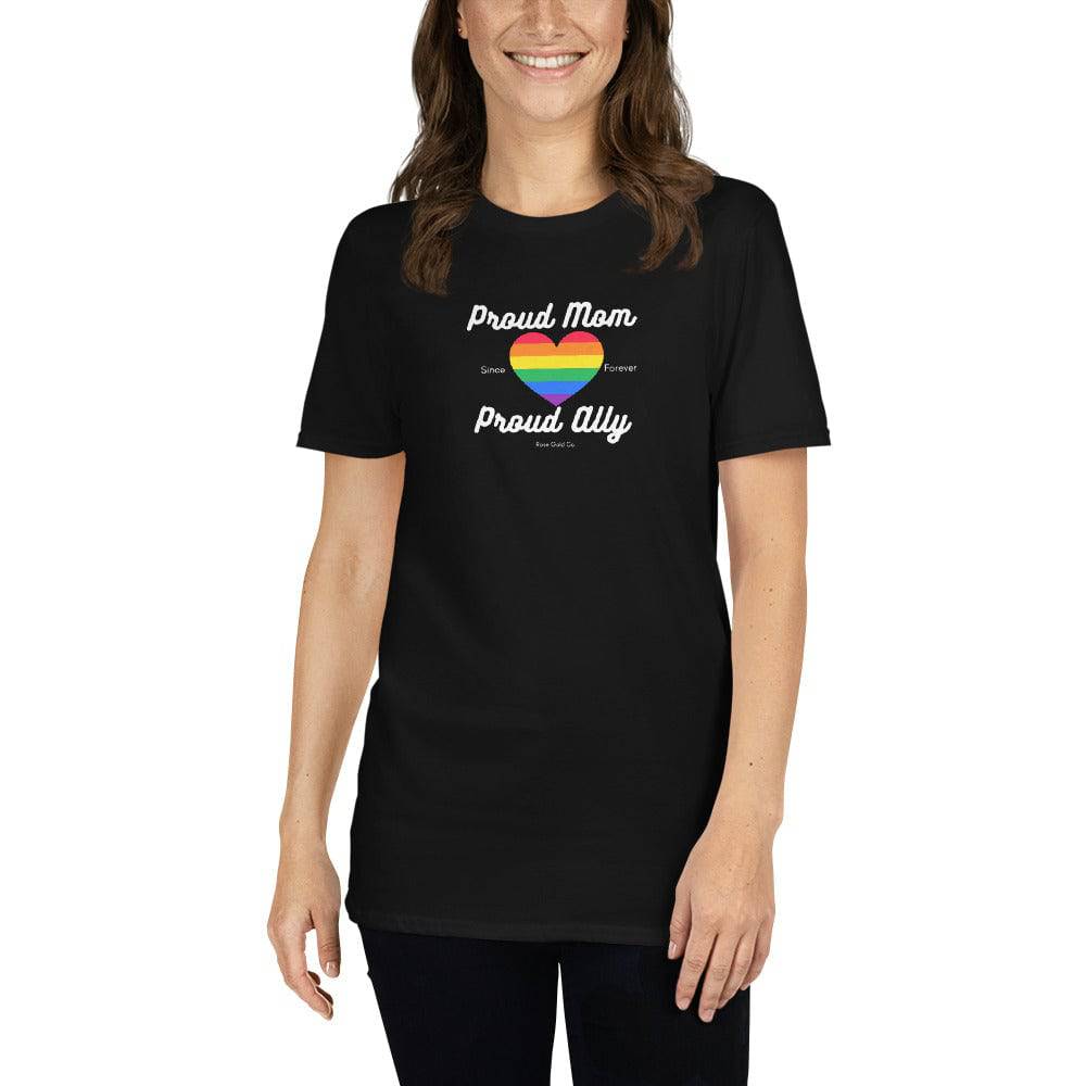 Proud Mom ally pride unisex t-shirt, view 3 — Rose Gold Co