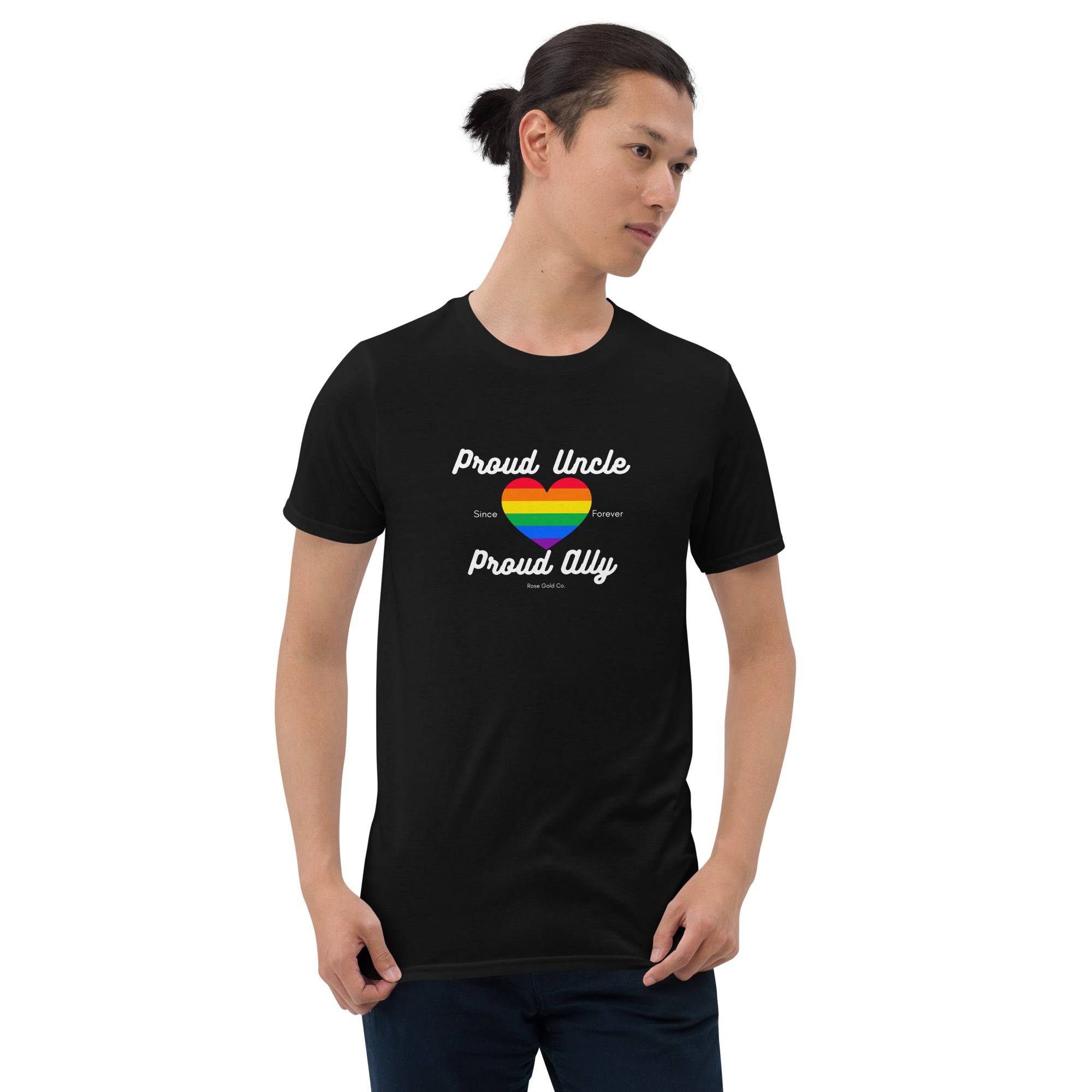 Proud Uncle ally pride t-shirt, view 4 — Rose Gold Co