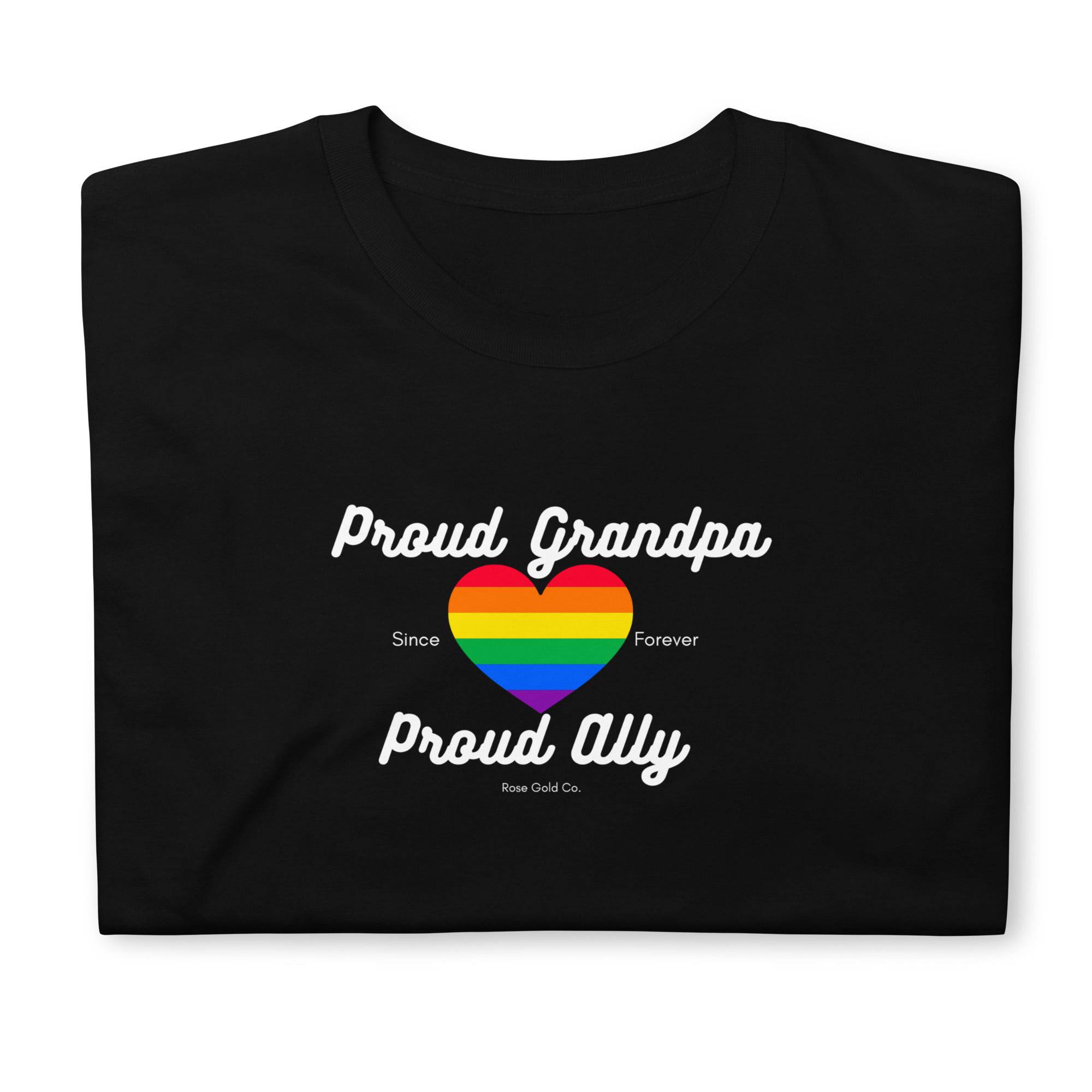 Proud Grandpa ally pride t-shirt, front view — Rose Gold Co