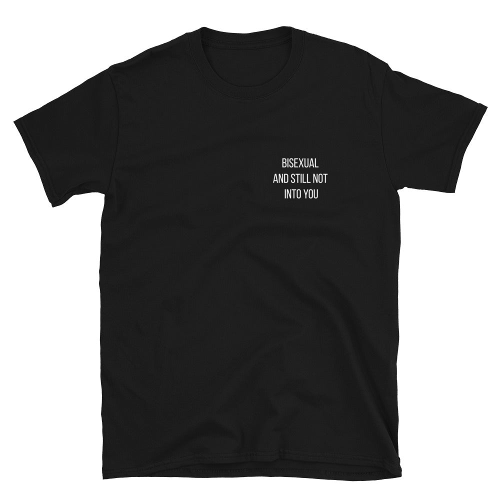 Bisexual & Still Not Into You distressed tee, view 2 — Rose Gold Co