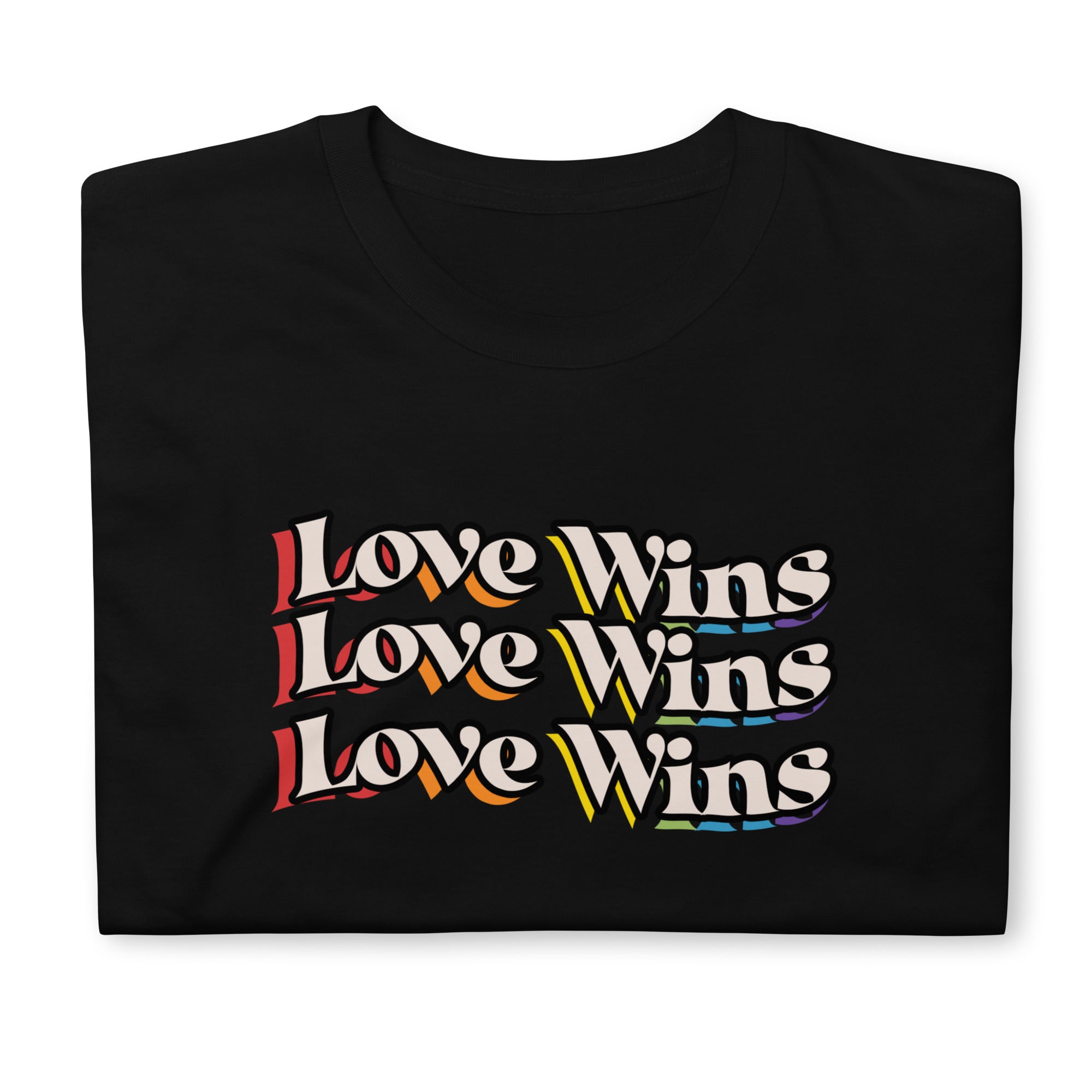 Love Wins rainbow shadow tee, view 2 — Rose Gold Co