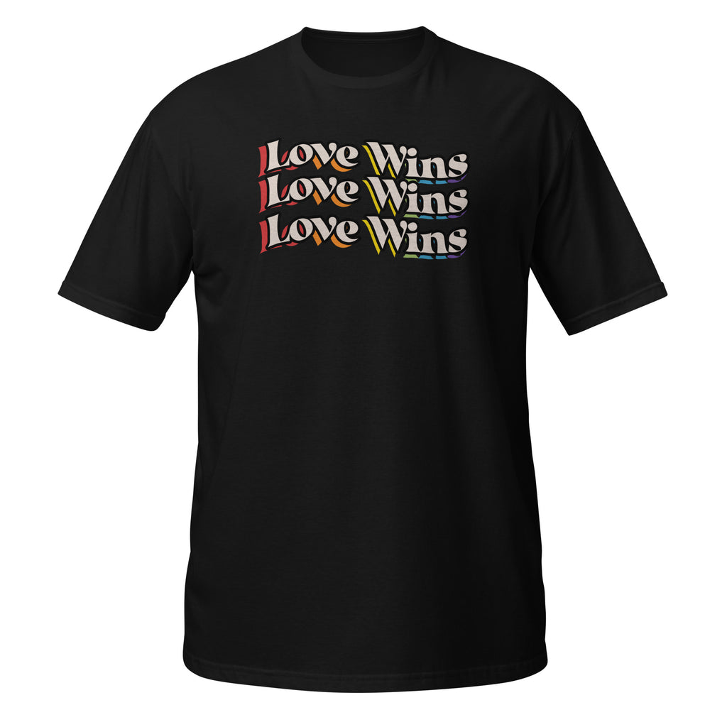 Love Wins rainbow shadow tee, view 3 — Rose Gold Co