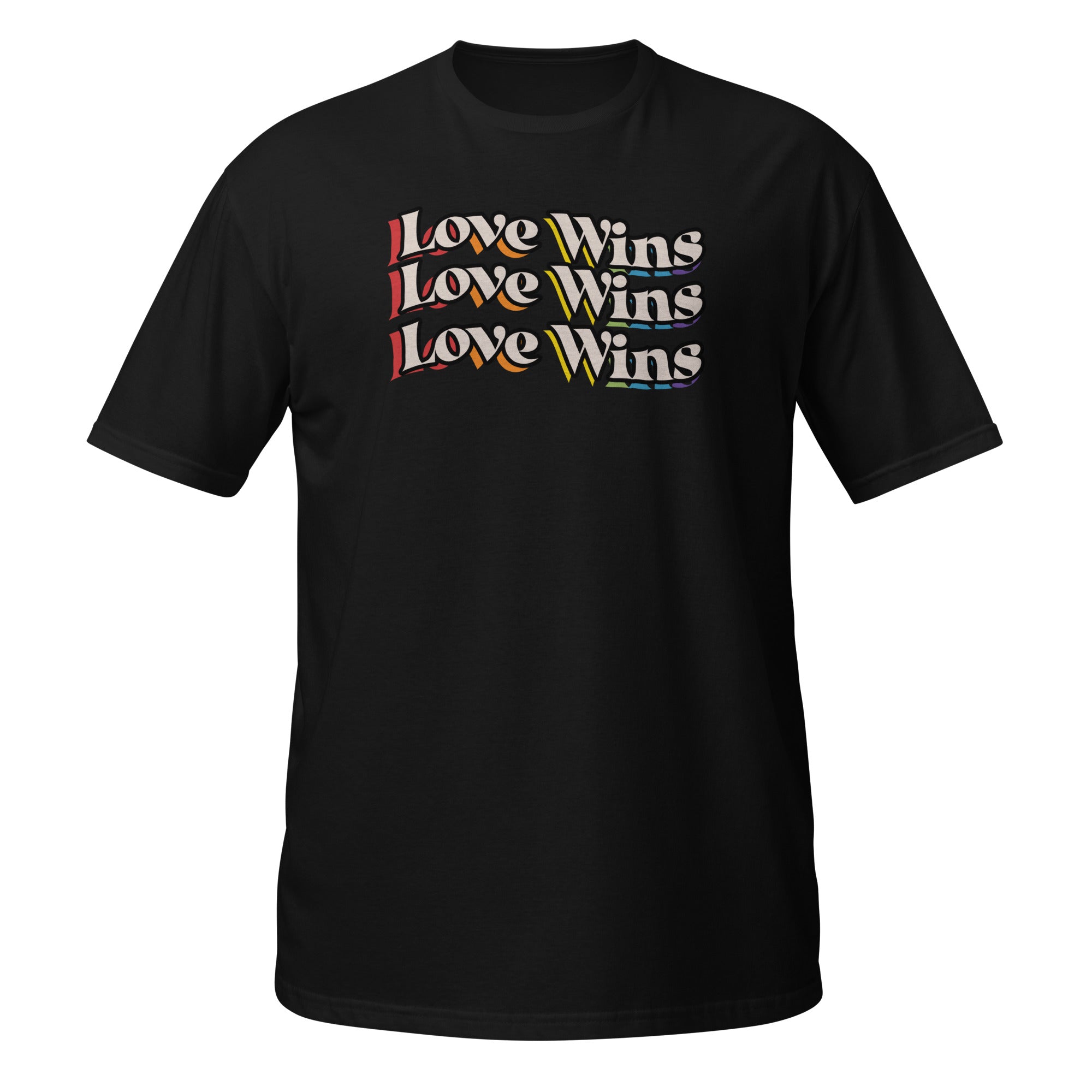 Love Wins rainbow shadow tee, view 3 — Rose Gold Co