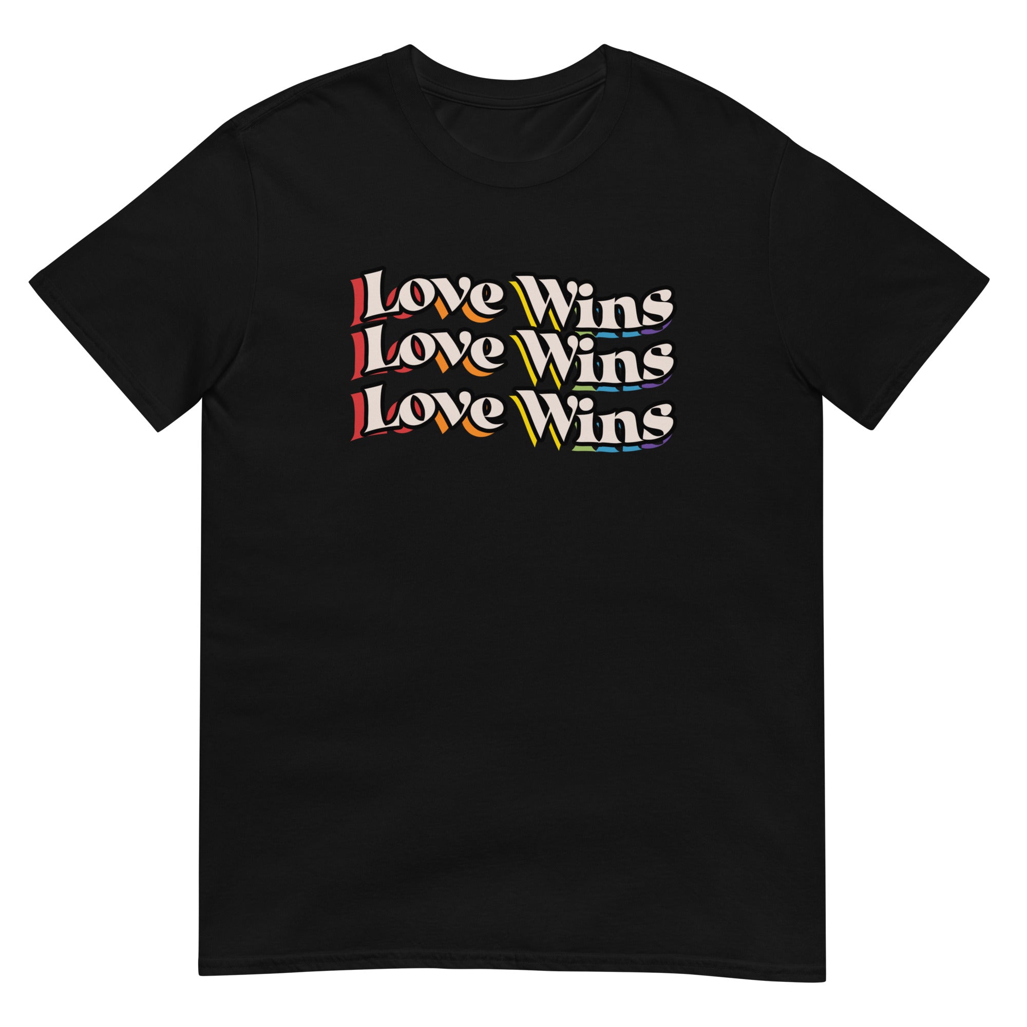 Love Wins rainbow shadow tee, view 4 — Rose Gold Co