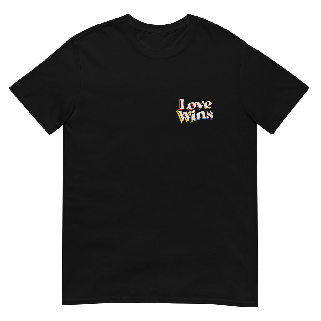 Love Wins rainbow shadow front and back tee, view 4 — Rose Gold Co