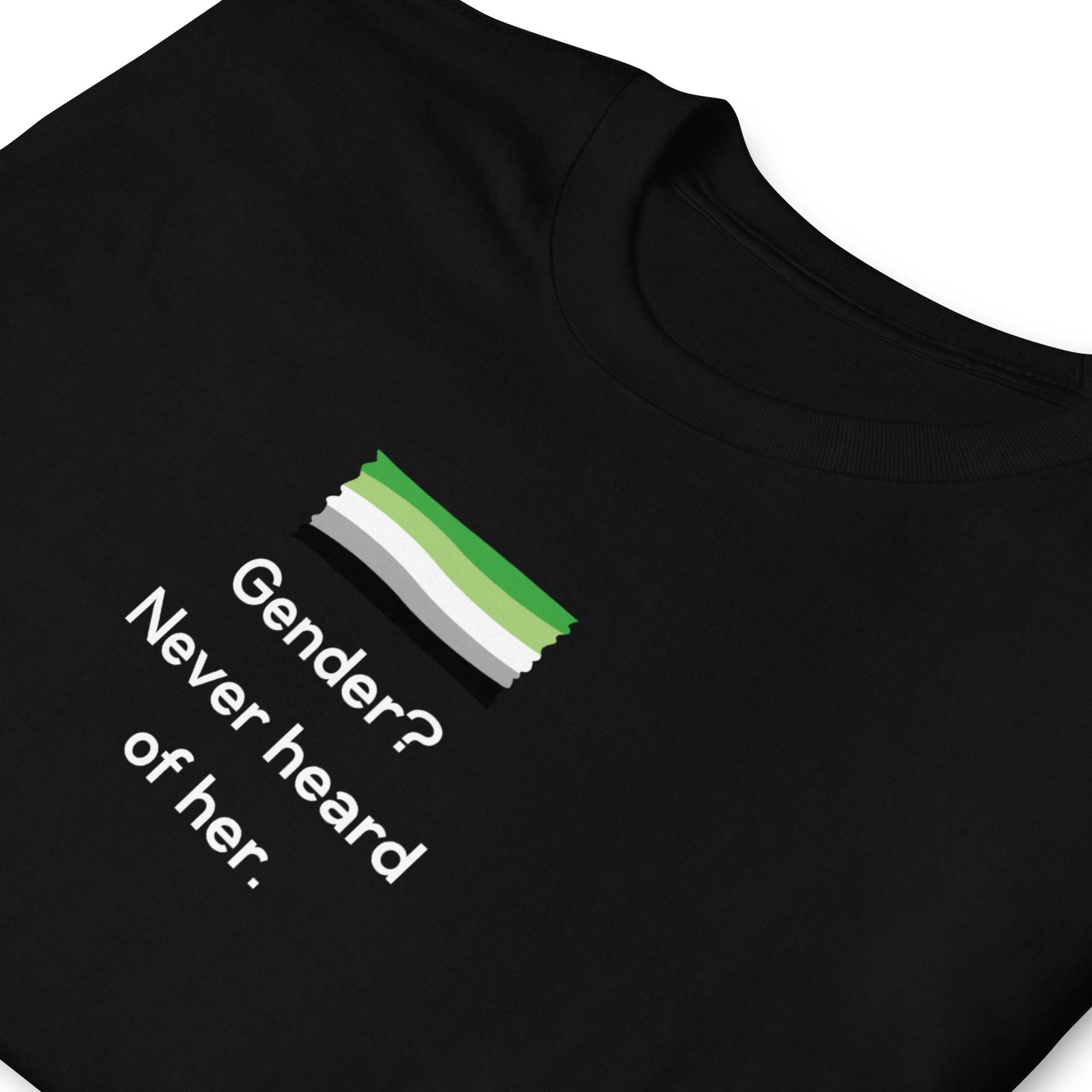 Gender Never Heard of Her agender tee, view 3 — Rose Gold Co