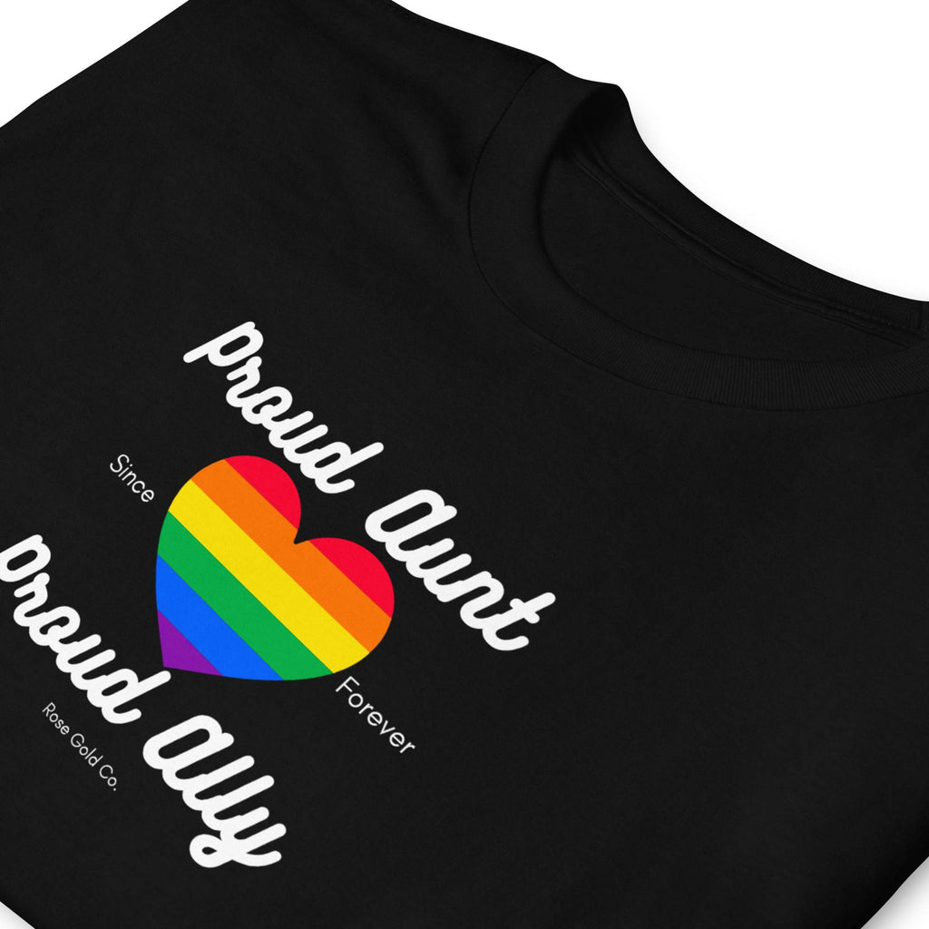 Proud Aunt ally pride t-shirt, view 4 — Rose Gold Co