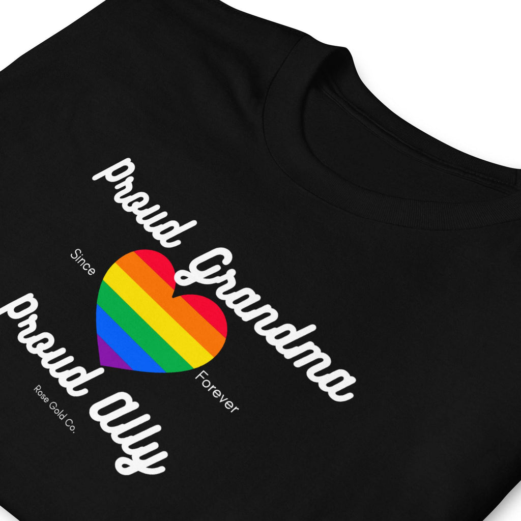 Proud Grandma ally pride t-shirt, view 3 — Rose Gold Co
