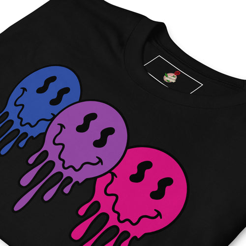 Bisexual pride smiley face tee, view 2 — Rose Gold Co