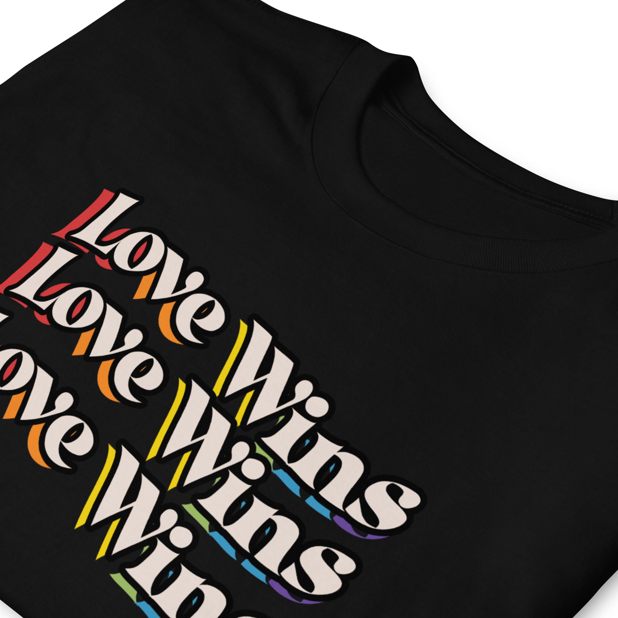 Love Wins rainbow shadow tee, view 5 — Rose Gold Co