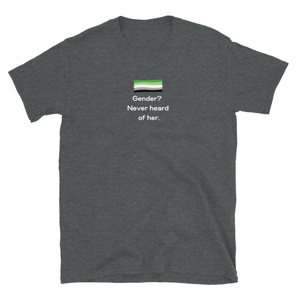 Gender Never Heard of Her agender tee, view 6 — Rose Gold Co