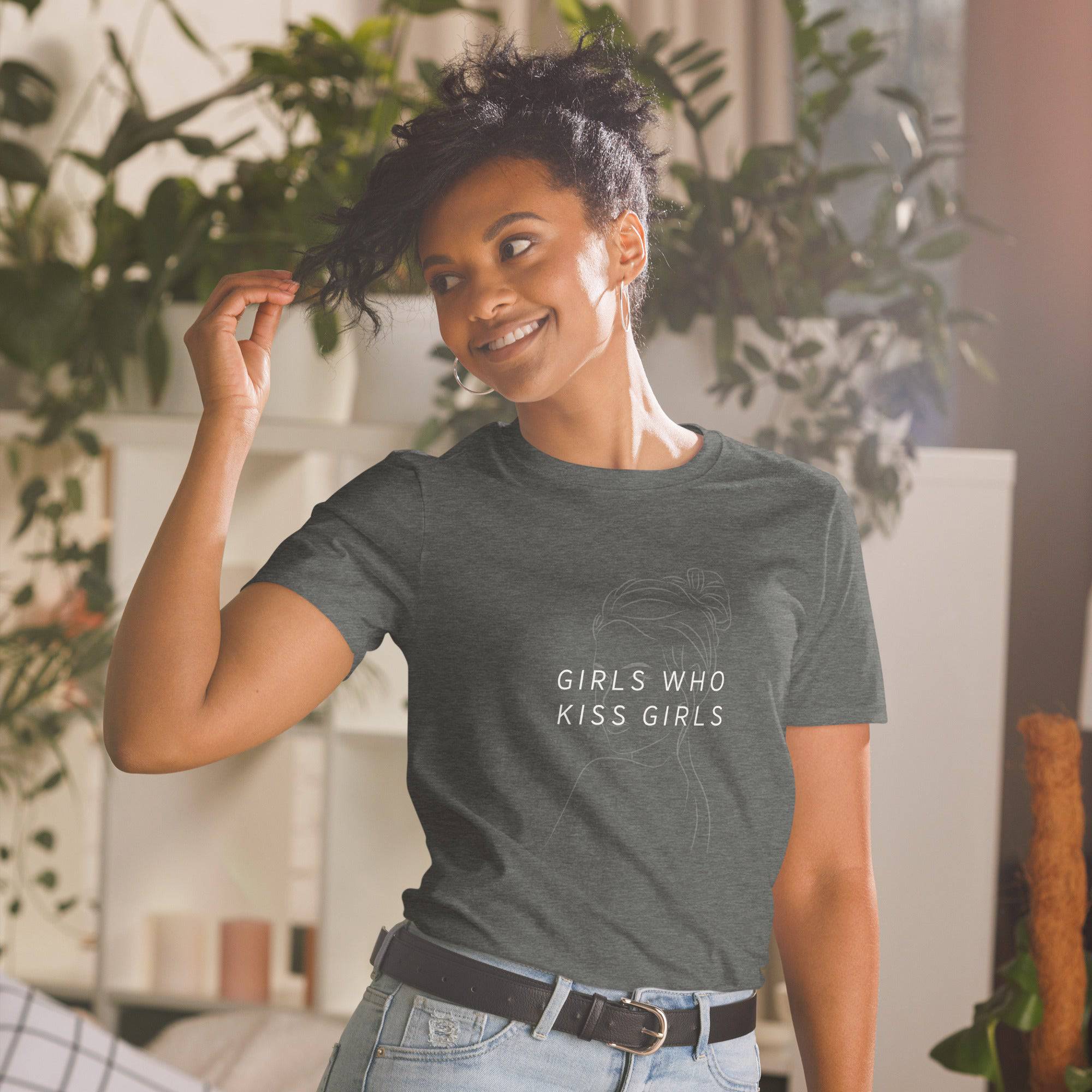 Girls Who Kiss Girls lesbian tee, view 8 — Rose Gold Co