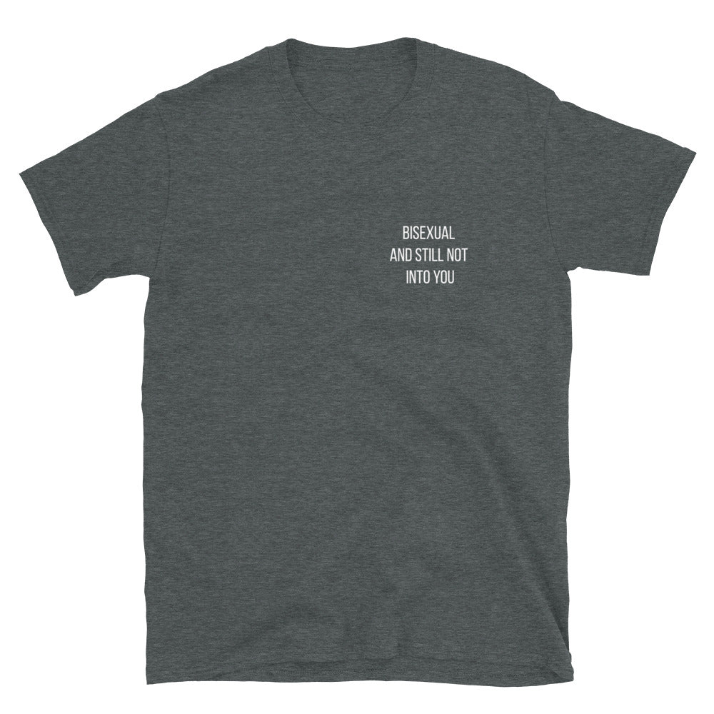 Bisexual & Still Not Into You distressed tee, view 6 — Rose Gold Co