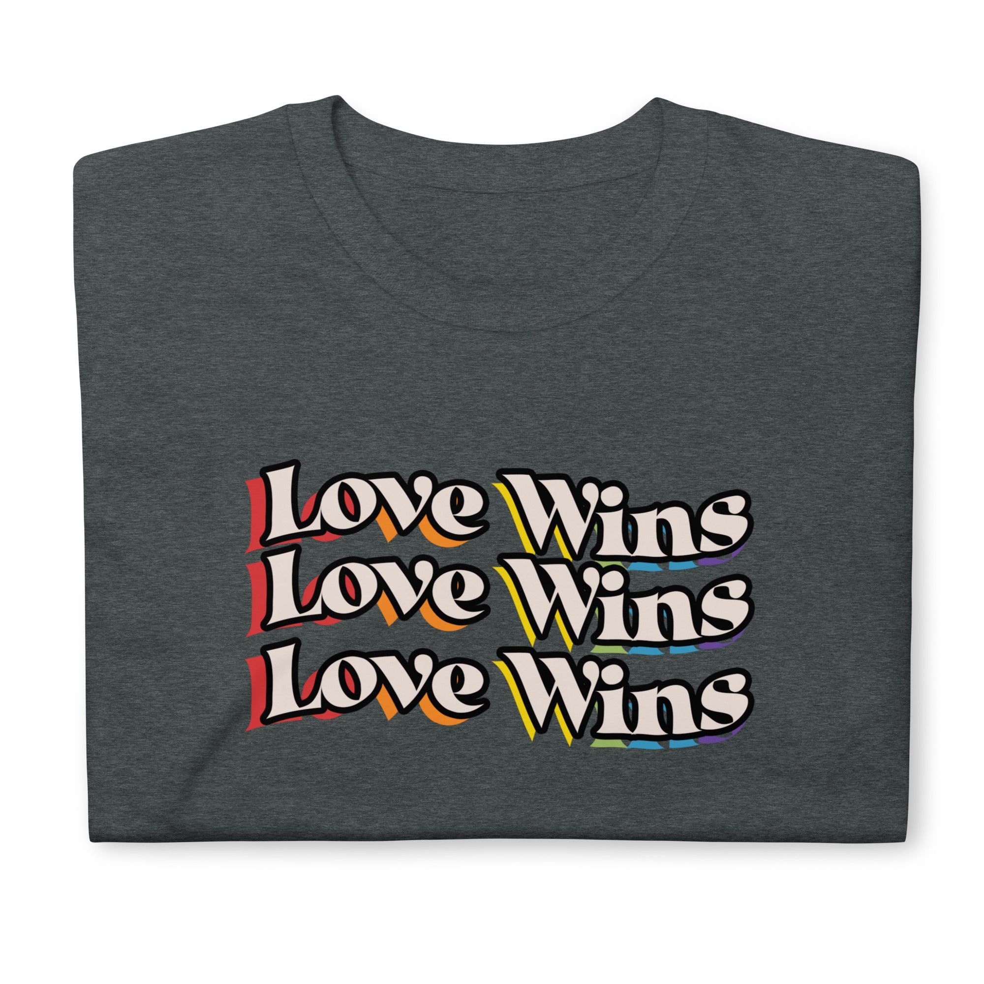 Love Wins rainbow shadow tee, view 6 — Rose Gold Co