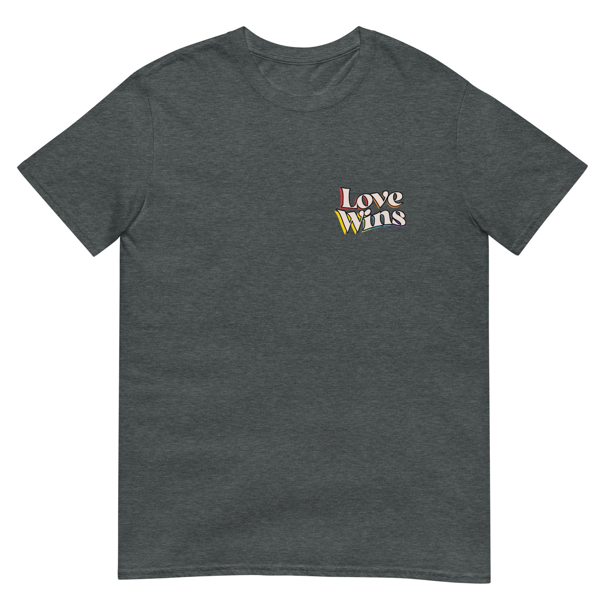 Love Wins rainbow shadow front and back tee, view 5 — Rose Gold Co
