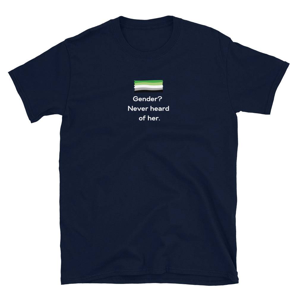 Gender Never Heard of Her agender tee, view 5 — Rose Gold Co