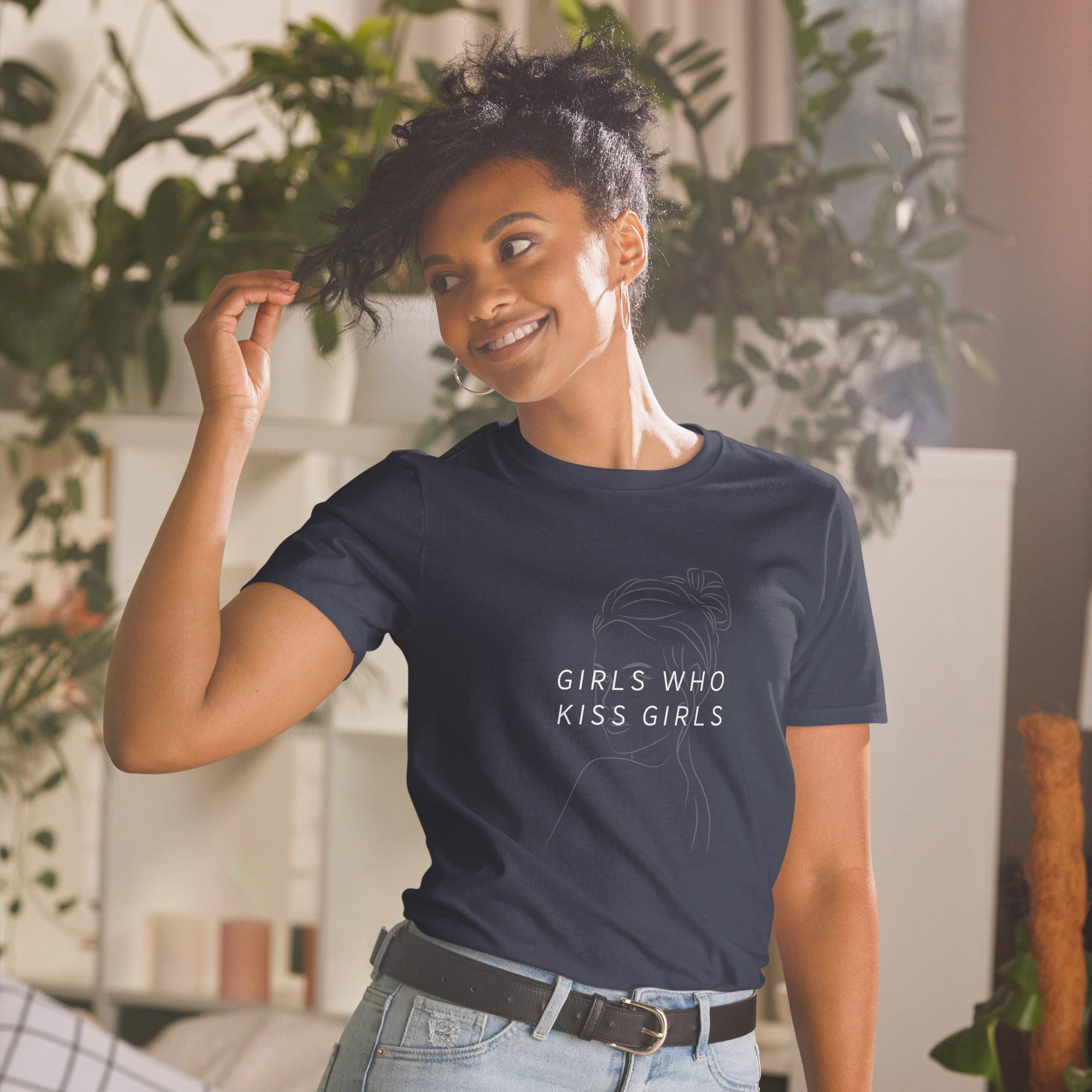 Girls Who Kiss Girls lesbian tee, view 6 — Rose Gold Co
