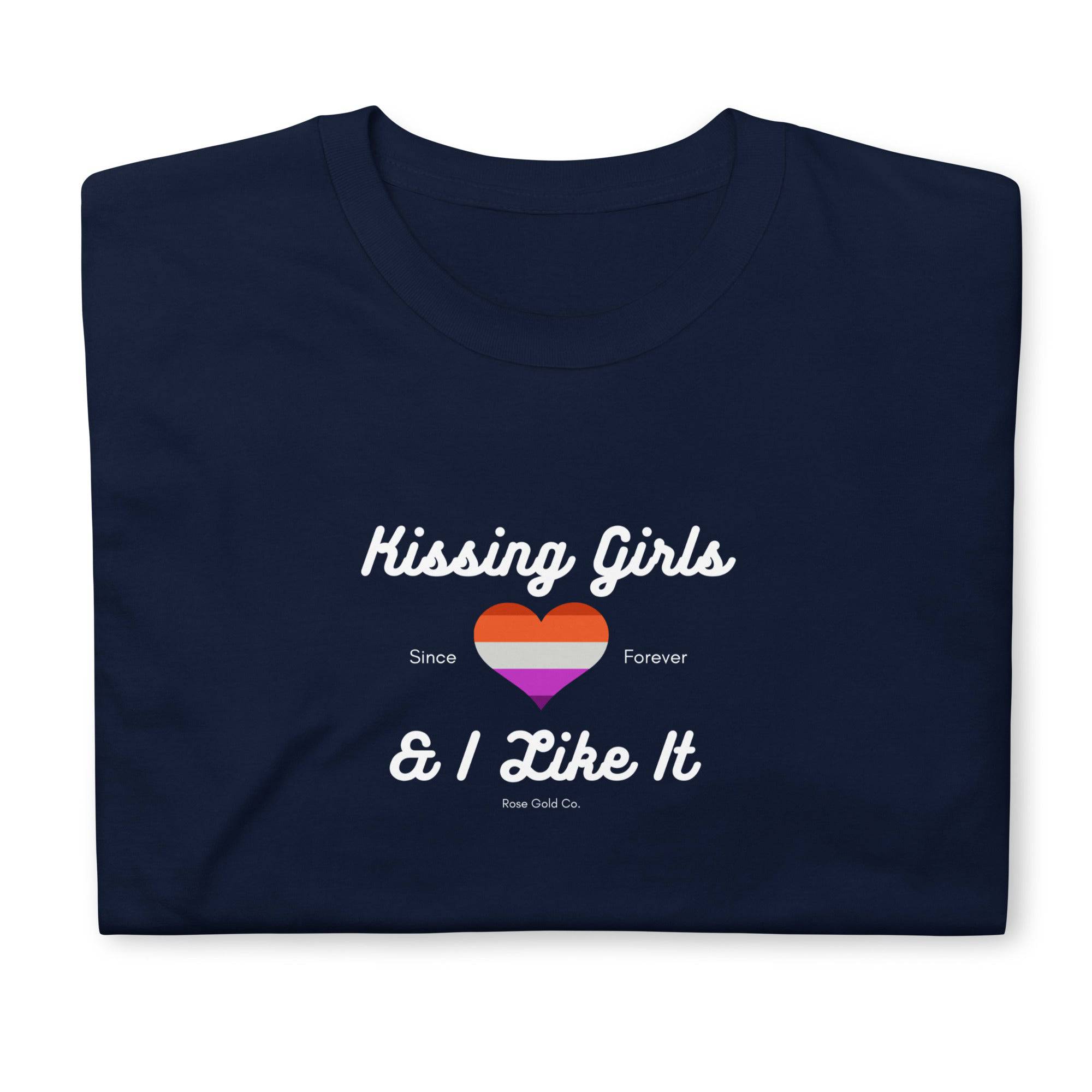 Kissing Girls and I Like It lesbian t-shirt, view 5 — Rose Gold Co
