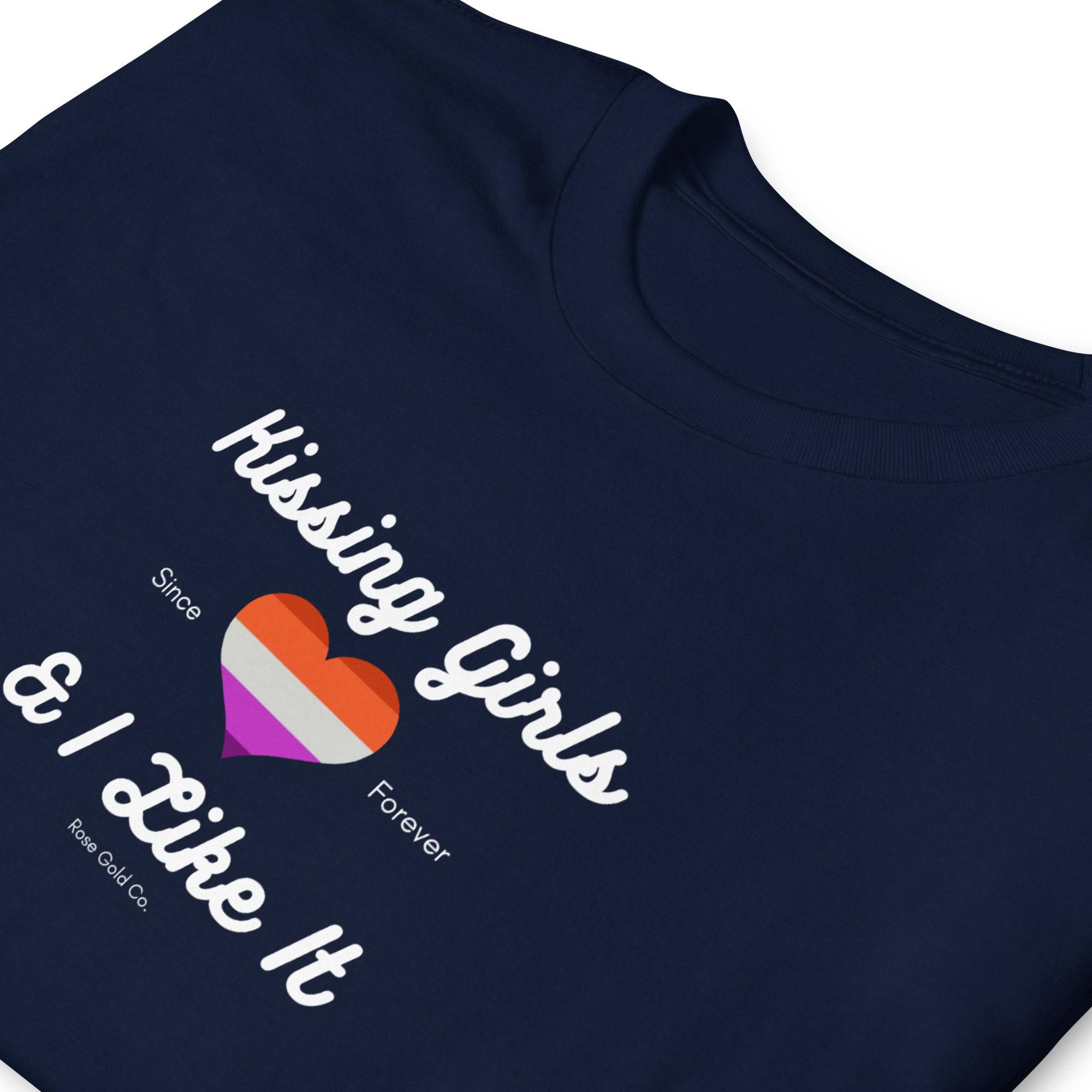 Kissing Girls and I Like It lesbian t-shirt, view 6 — Rose Gold Co