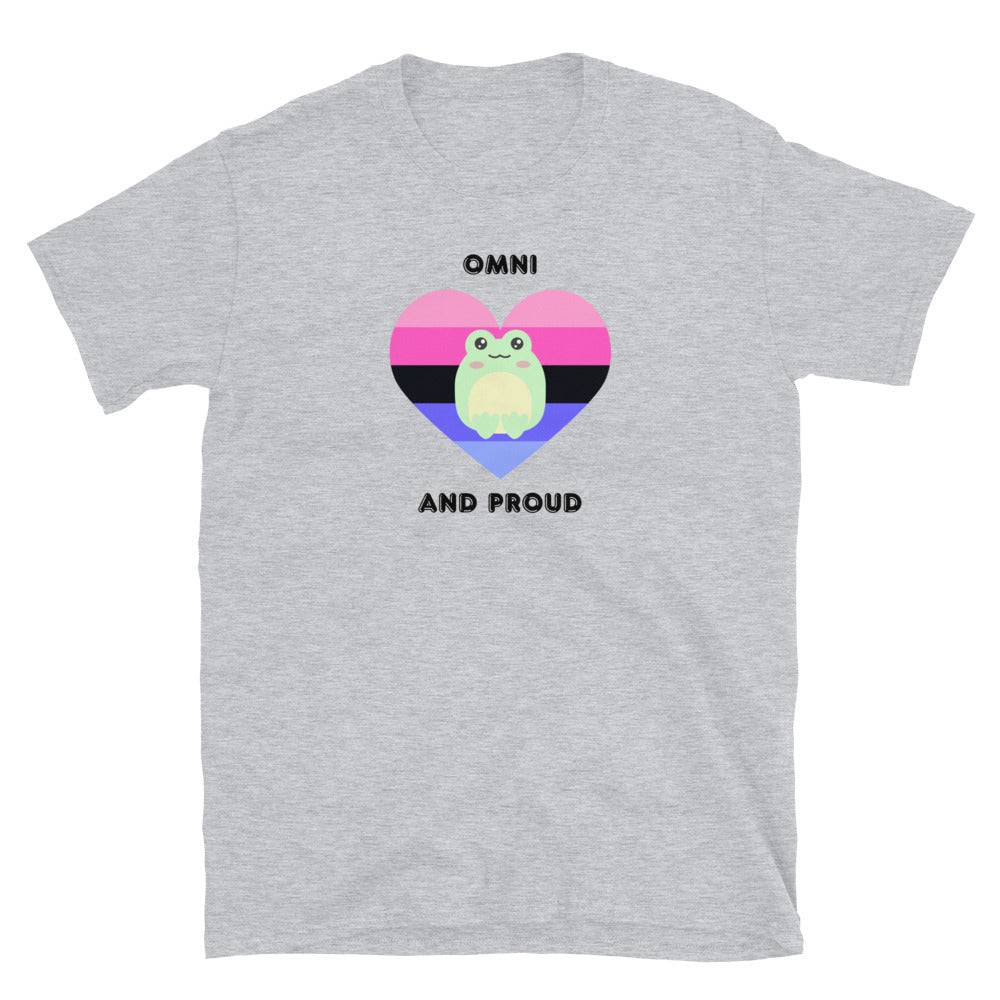 Omni and Proud tee, front view — Rose Gold Co