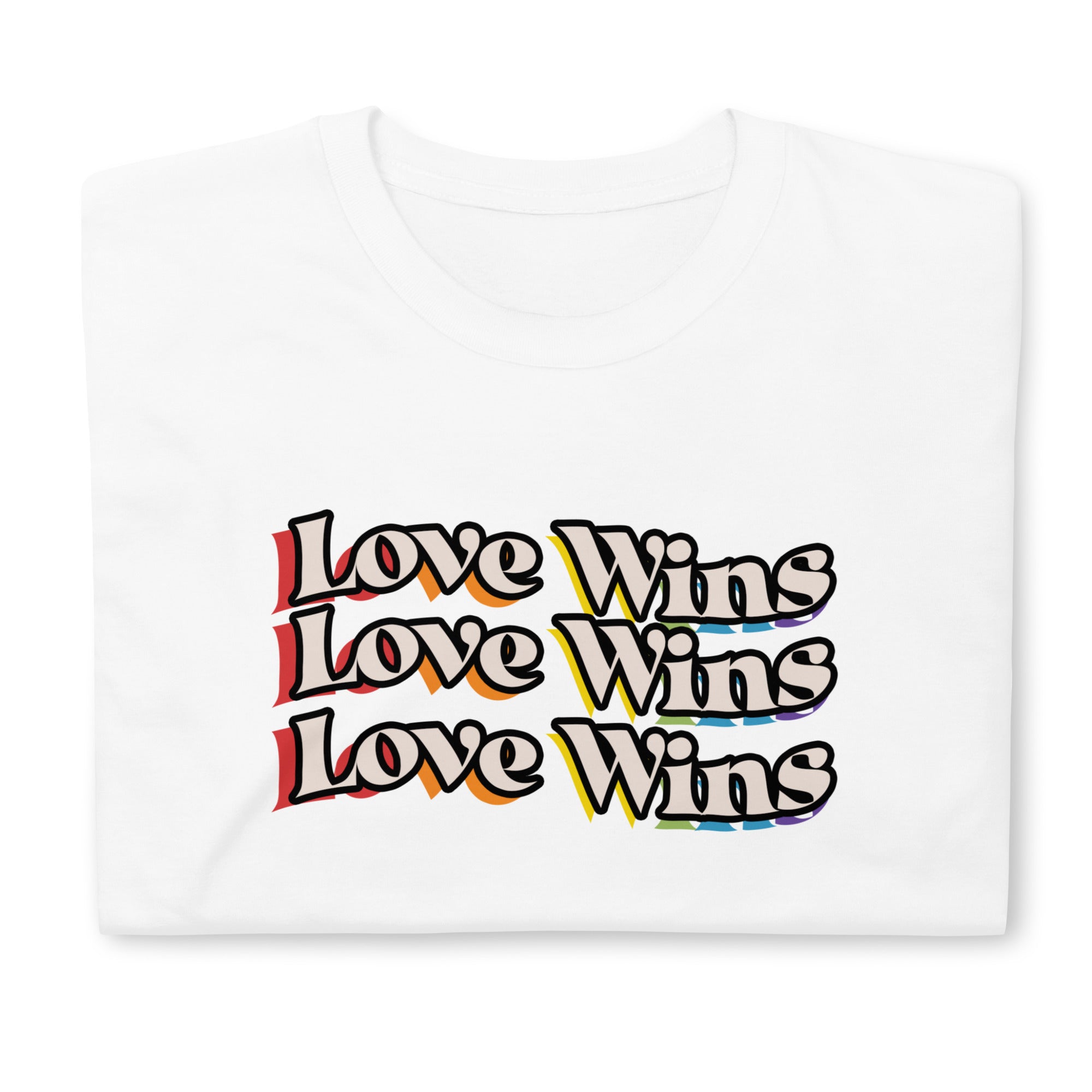 Love Wins rainbow shadow tee, view 8 — Rose Gold Co