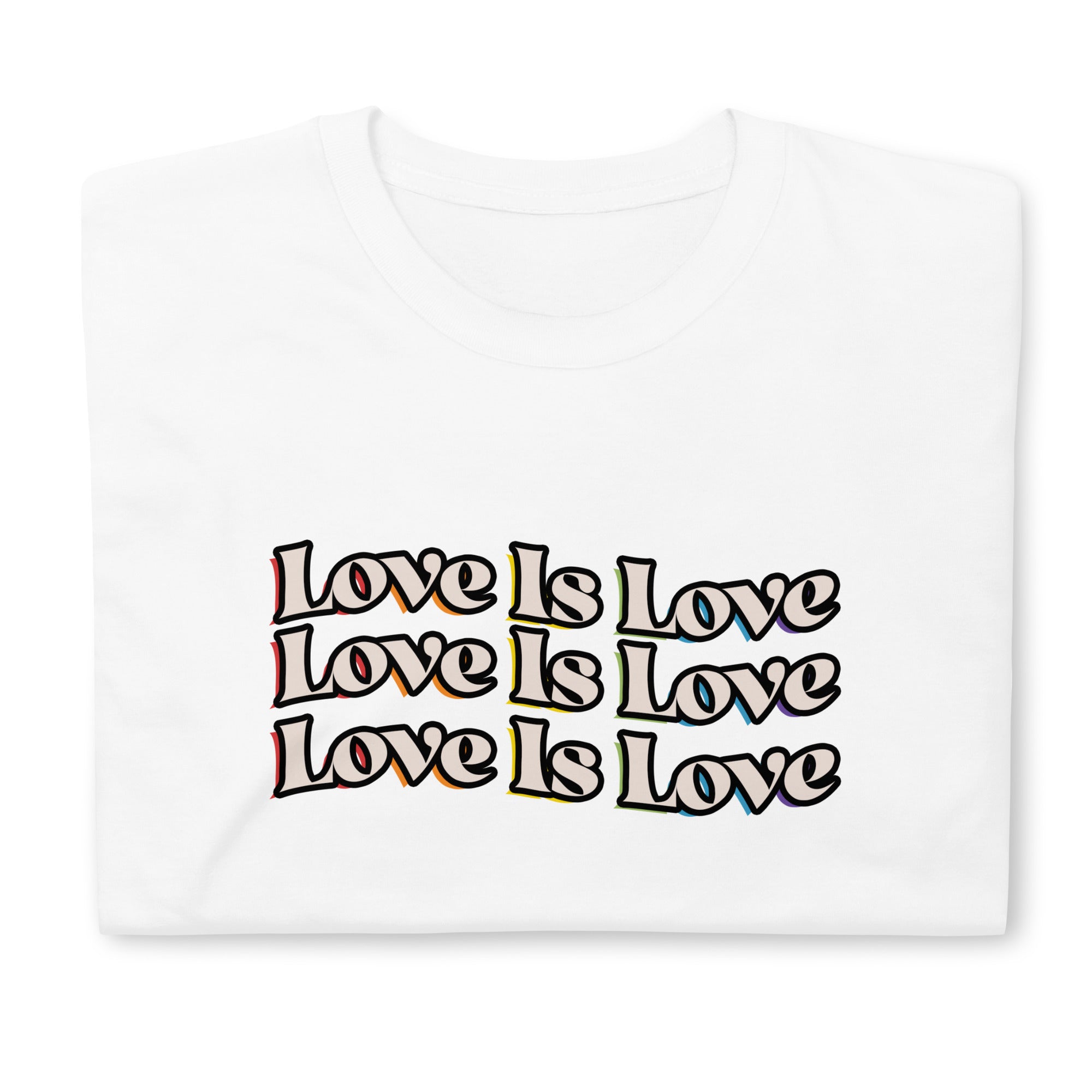 Love Is Love rainbow shadow tee, view 7 — Rose Gold Co
