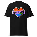 Love Is Love classic text tee, back view — Rose Gold Co