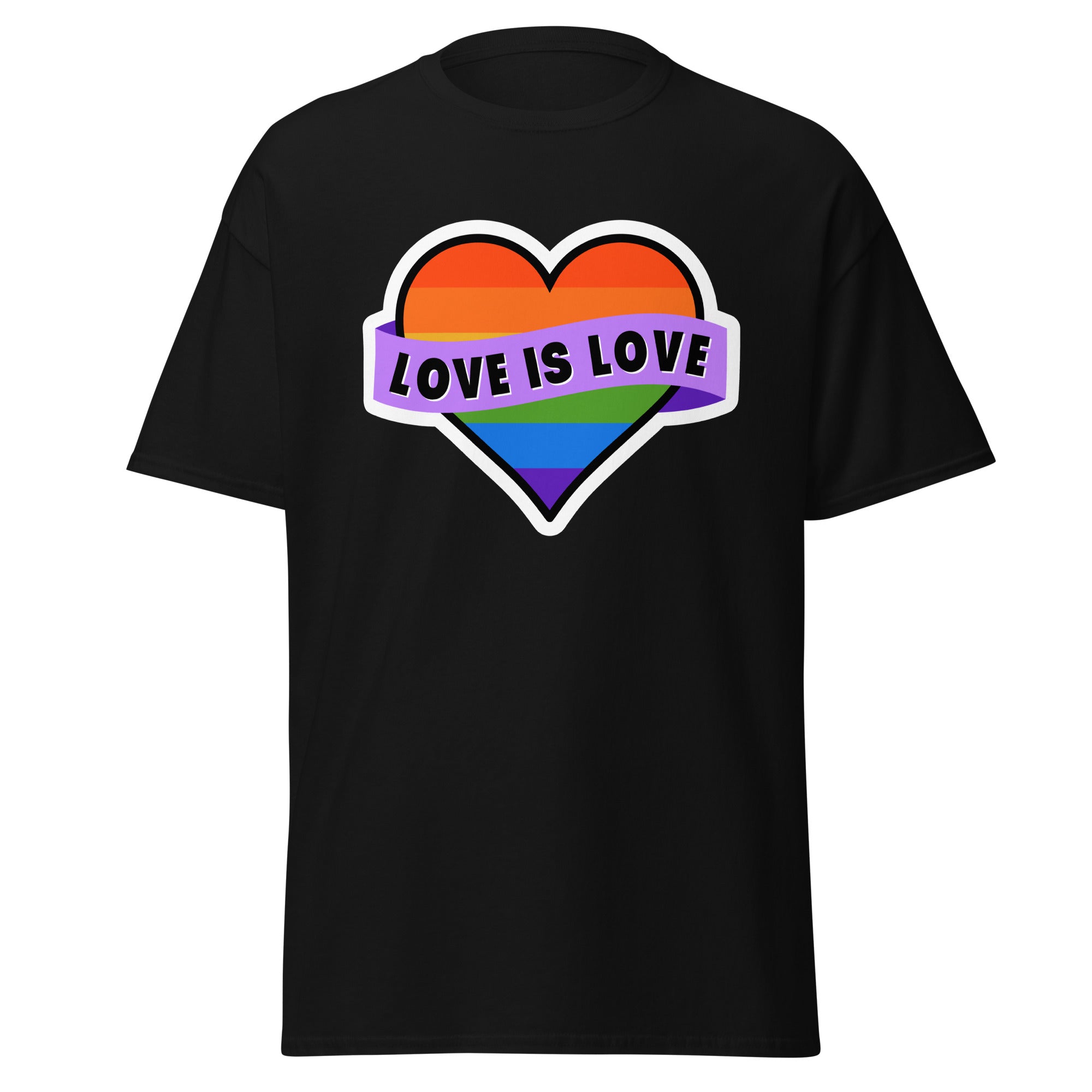 Love Is Love classic text tee, back view — Rose Gold Co