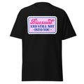 Bisexual and Still Not Into You tee, front view — Rose Gold Co