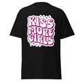 Kiss More Girls bold text tee, front view — Rose Gold Co