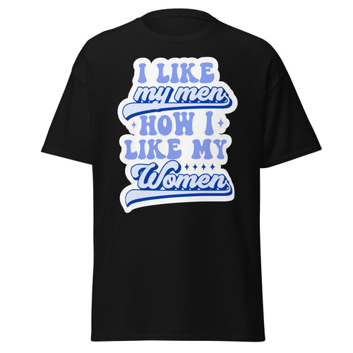 I Like My Men How I Like My Women tee, back view — Rose Gold Co