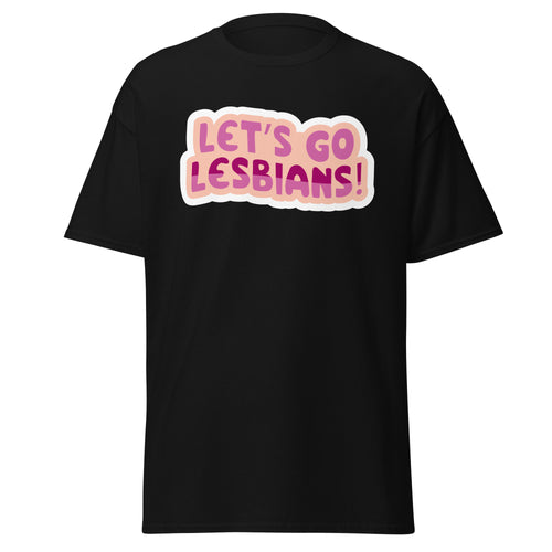 Let's Go Lesbians tee, back view — Rose Gold Co