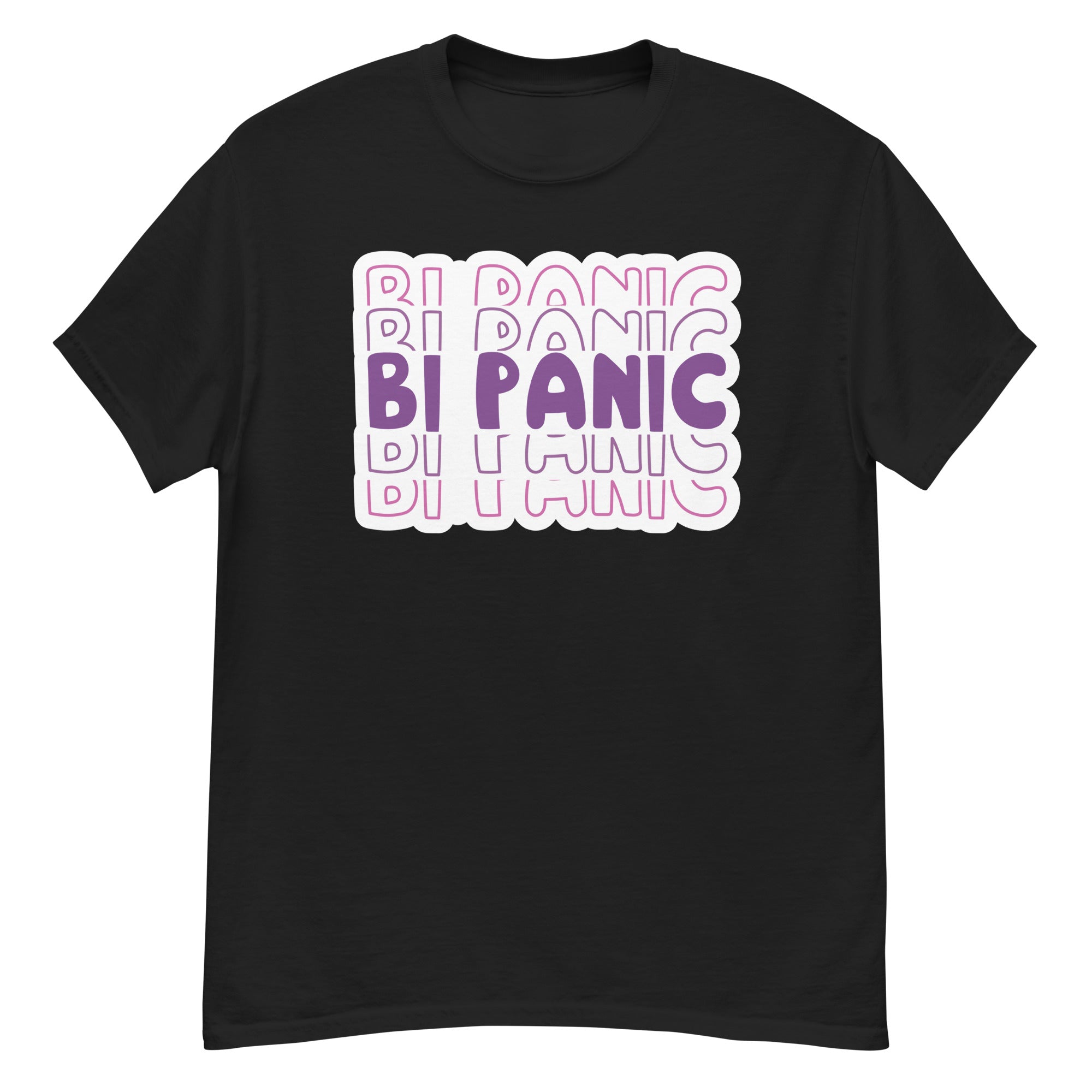 Bi Panic tee, front view — Rose Gold Co