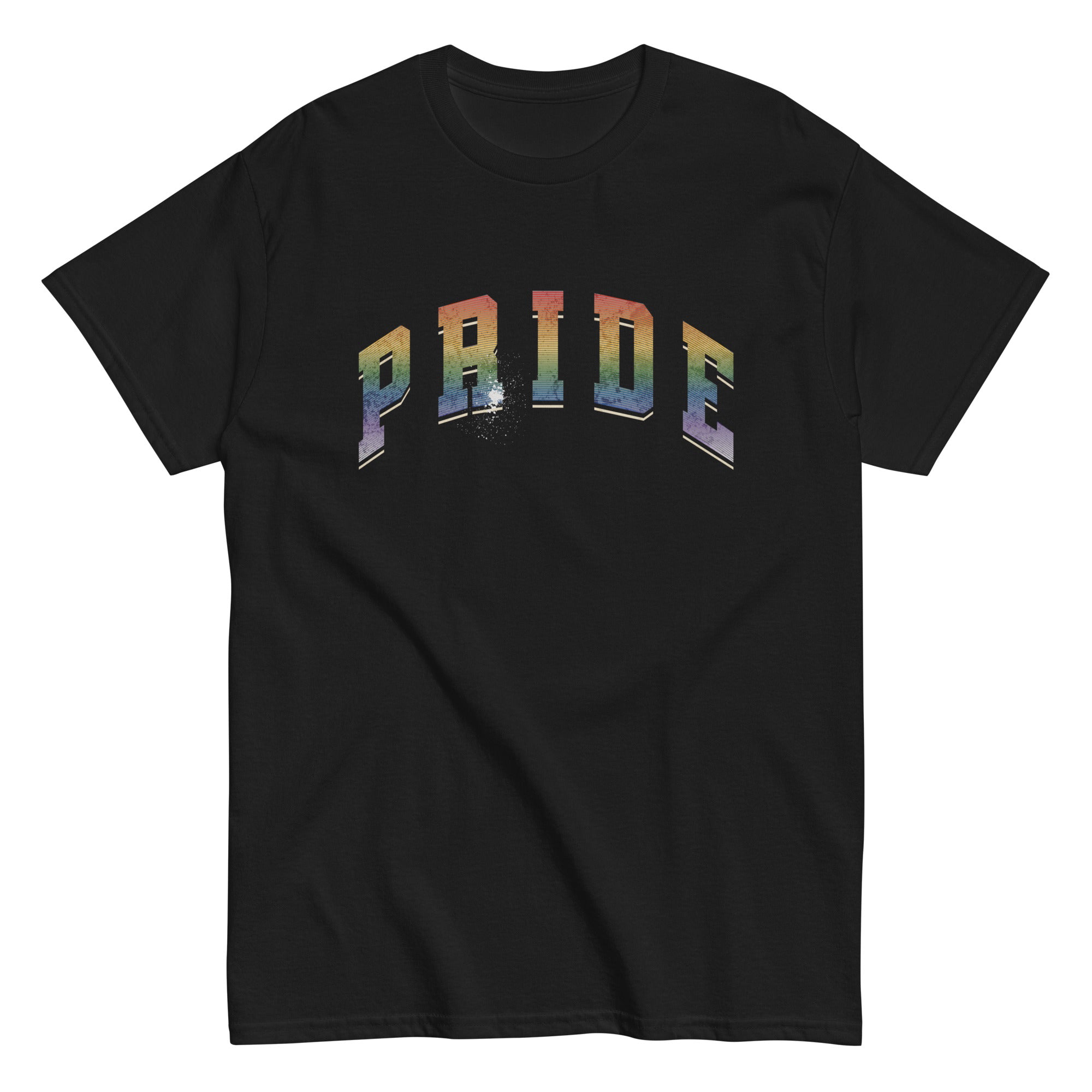 Gay pride rainbow varsity lettering tee, view 7 — Rose Gold Co