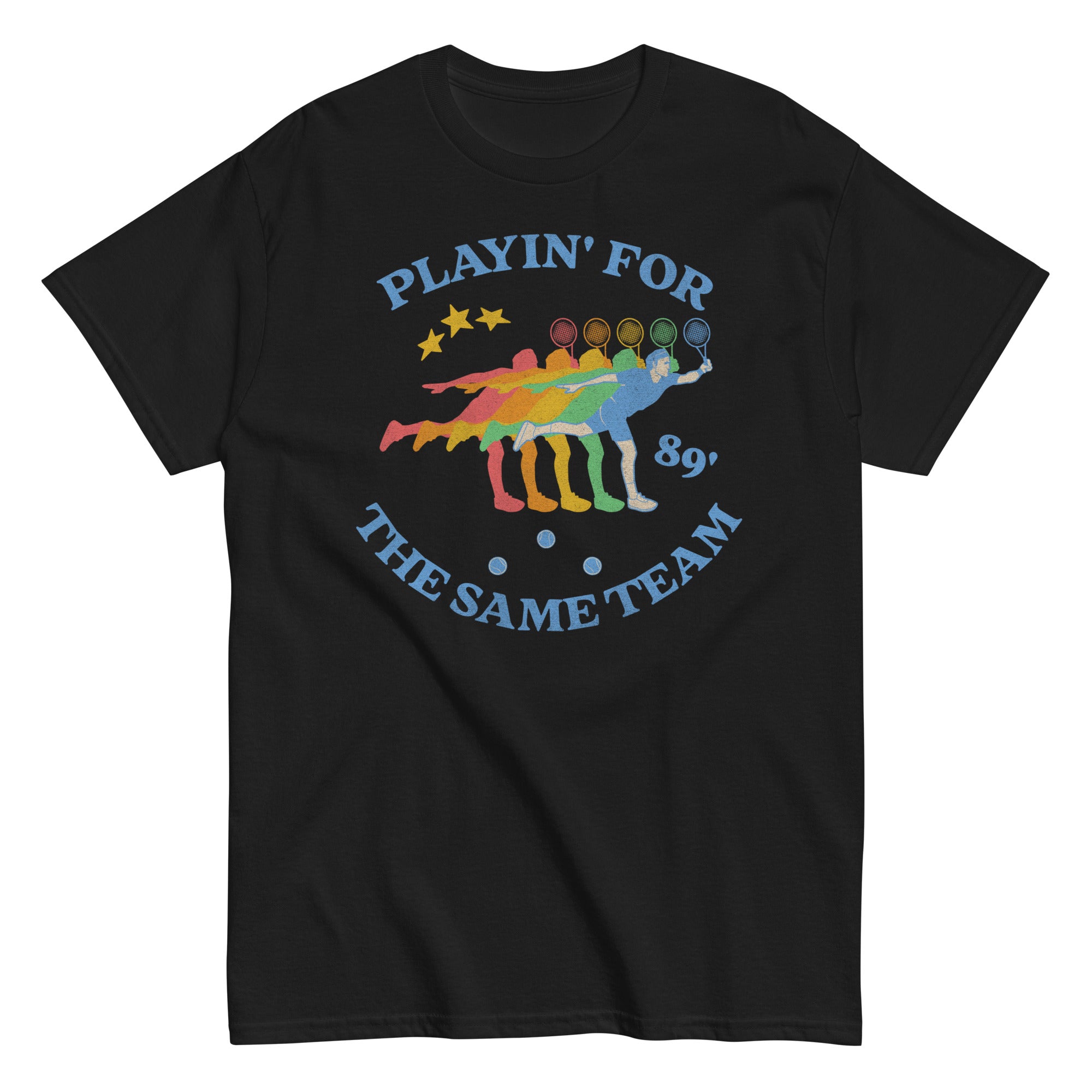 "Playin' for the Same Team" queer pride tee, view 4 — Rose Gold Co