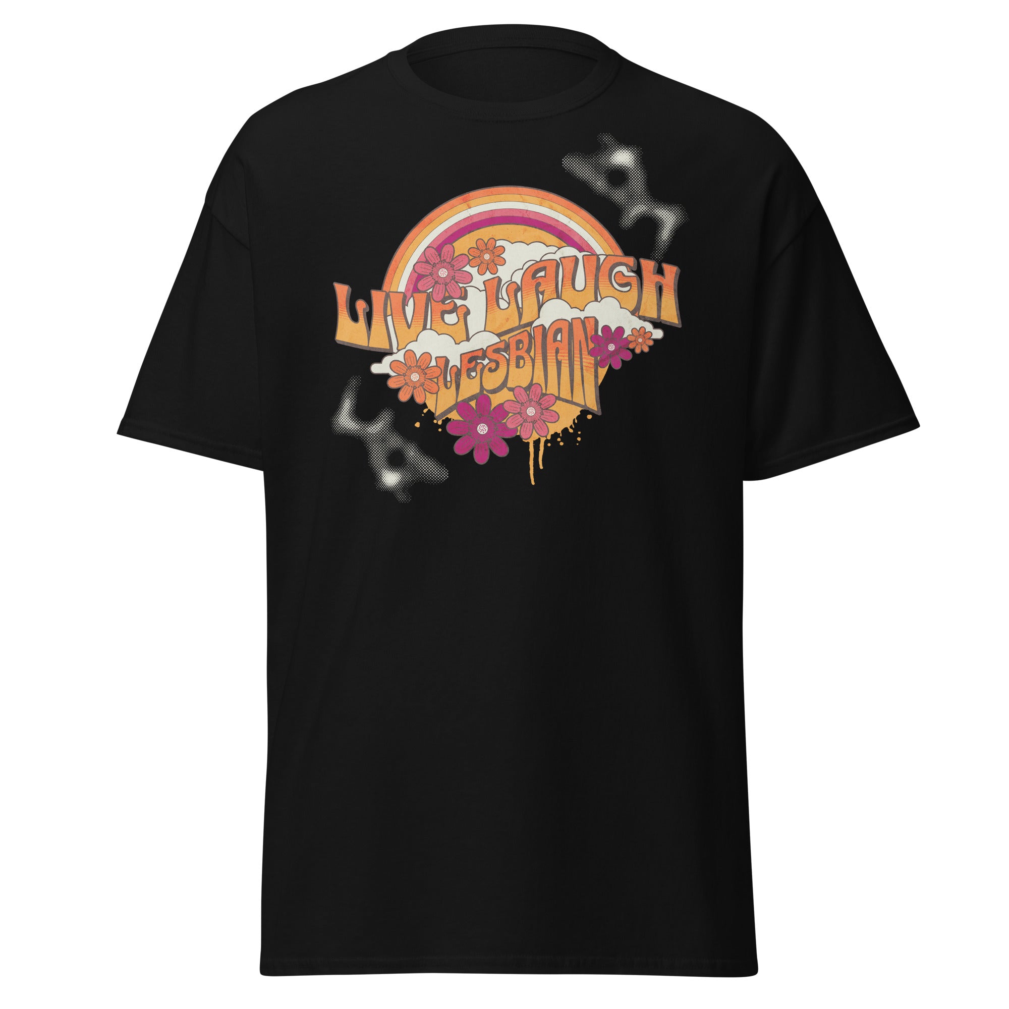 Lesbian pride flag all-over print tee, view 2 — Rose Gold Co
