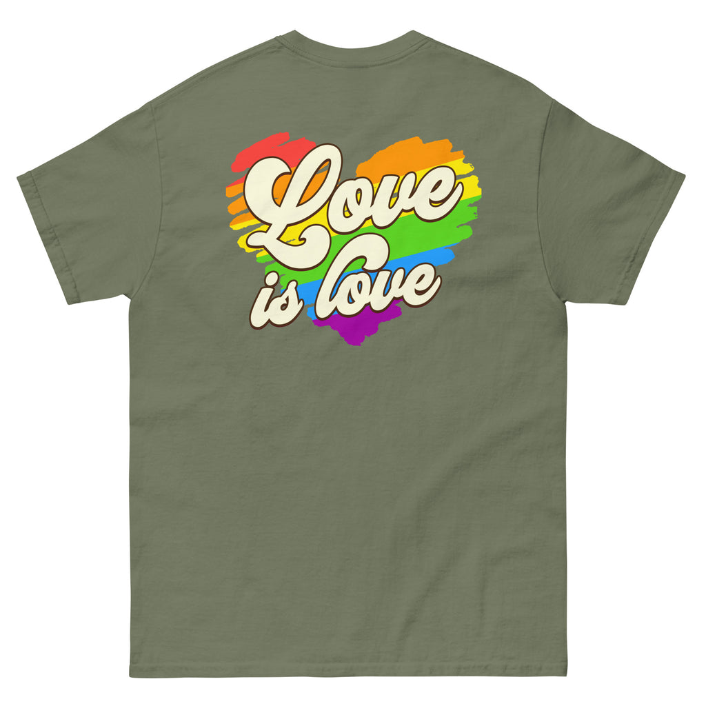Love Is Love rainbow heart tee, view 6 — Rose Gold Co