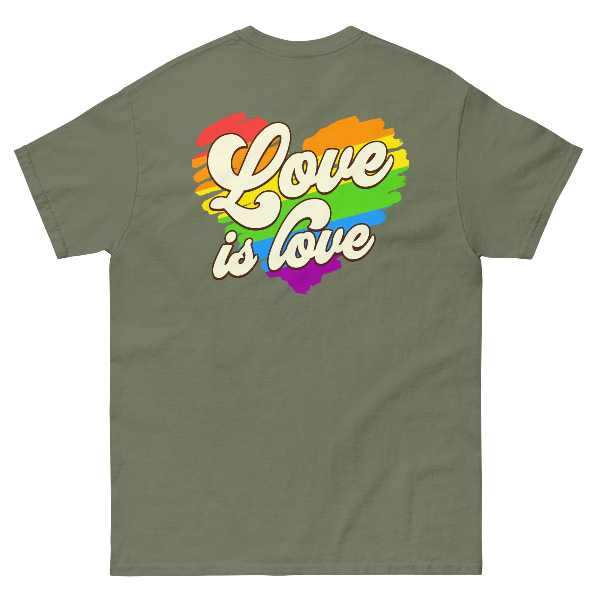 Love Is Love rainbow heart tee, view 6 — Rose Gold Co