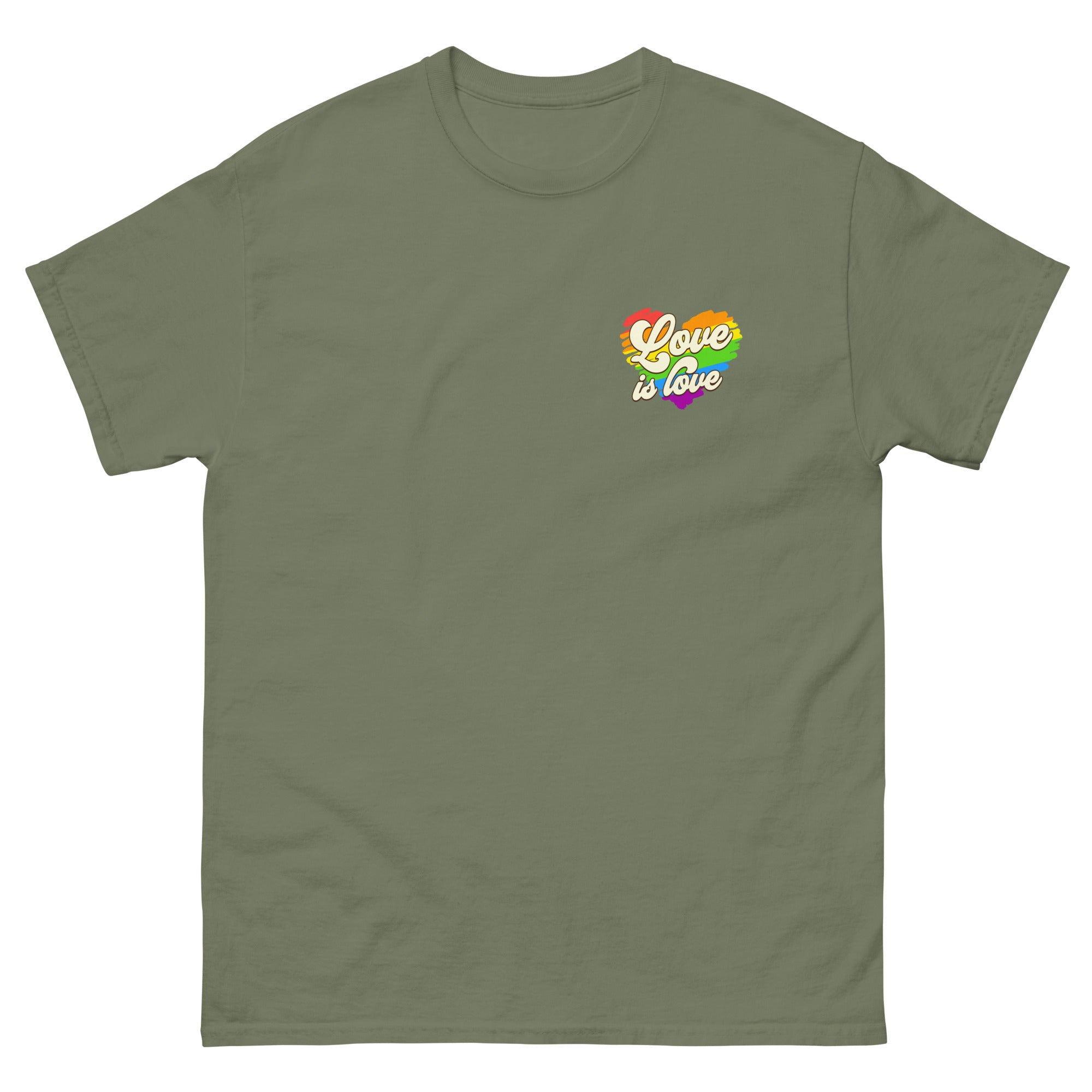 Love Is Love rainbow heart tee, view 5 — Rose Gold Co