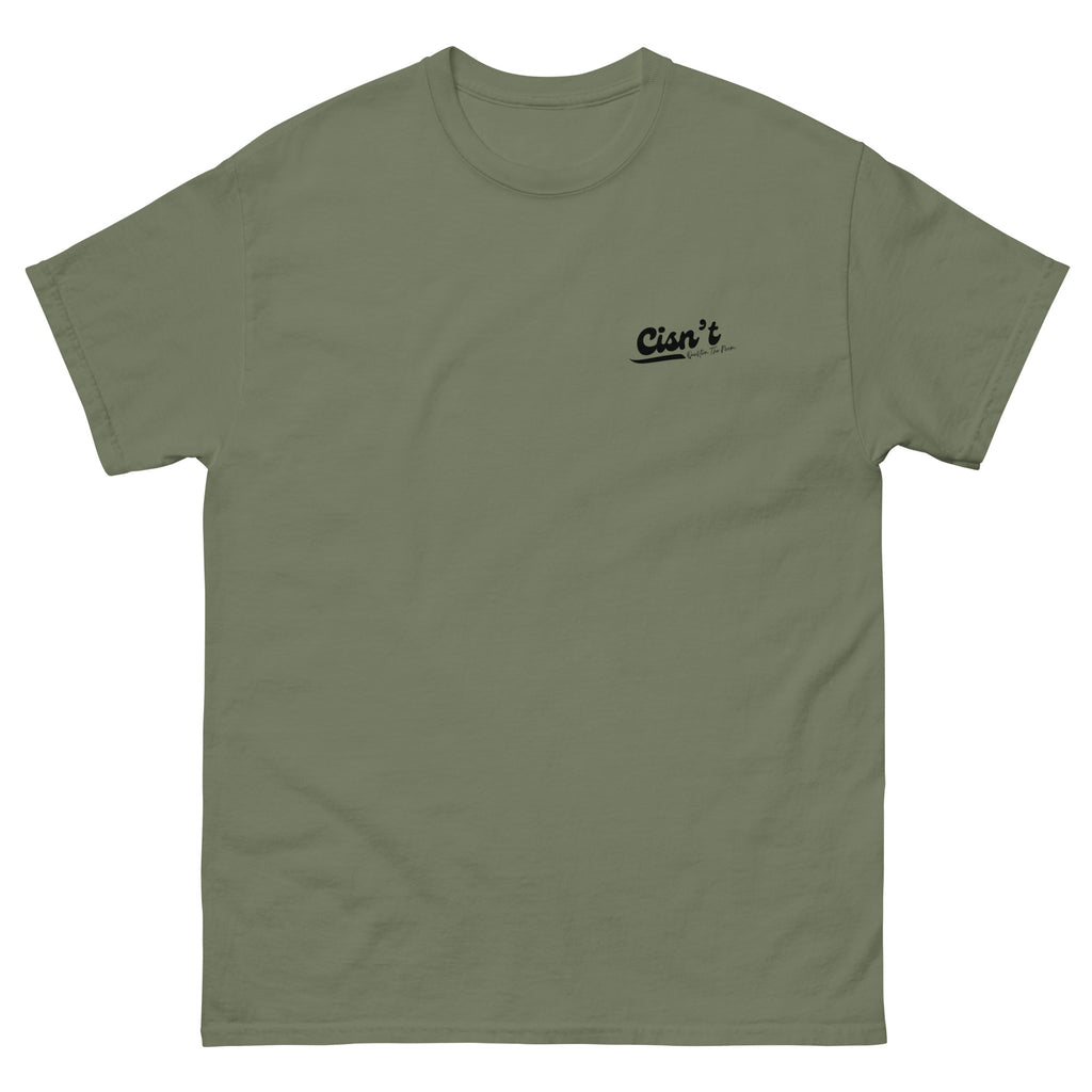 Cisn't Question the Norm premium tee, flat lay — Rose Gold Co